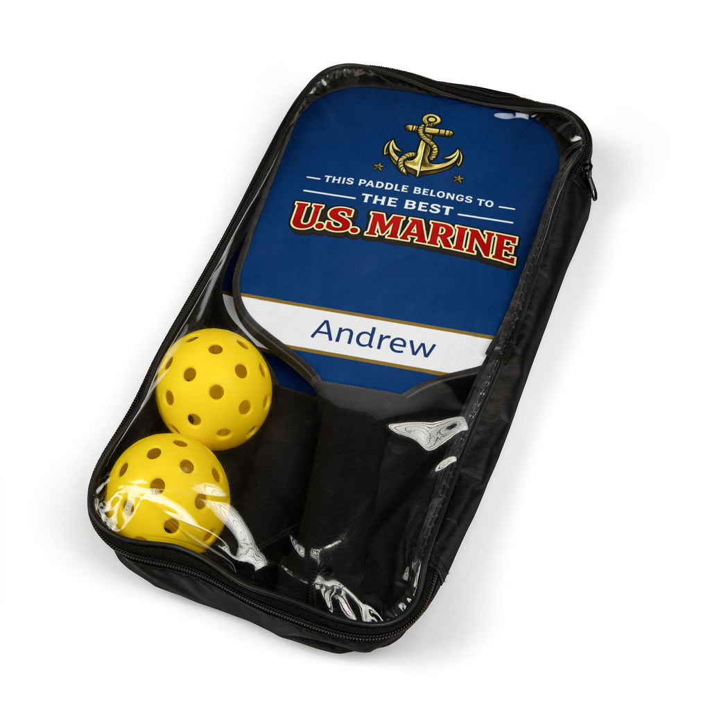 Personalized Marine Pickleball Paddle Set | Best Marine Gift | Custom Military Pickleball Gift | US Marine Birthday Gift | Gift for Him
