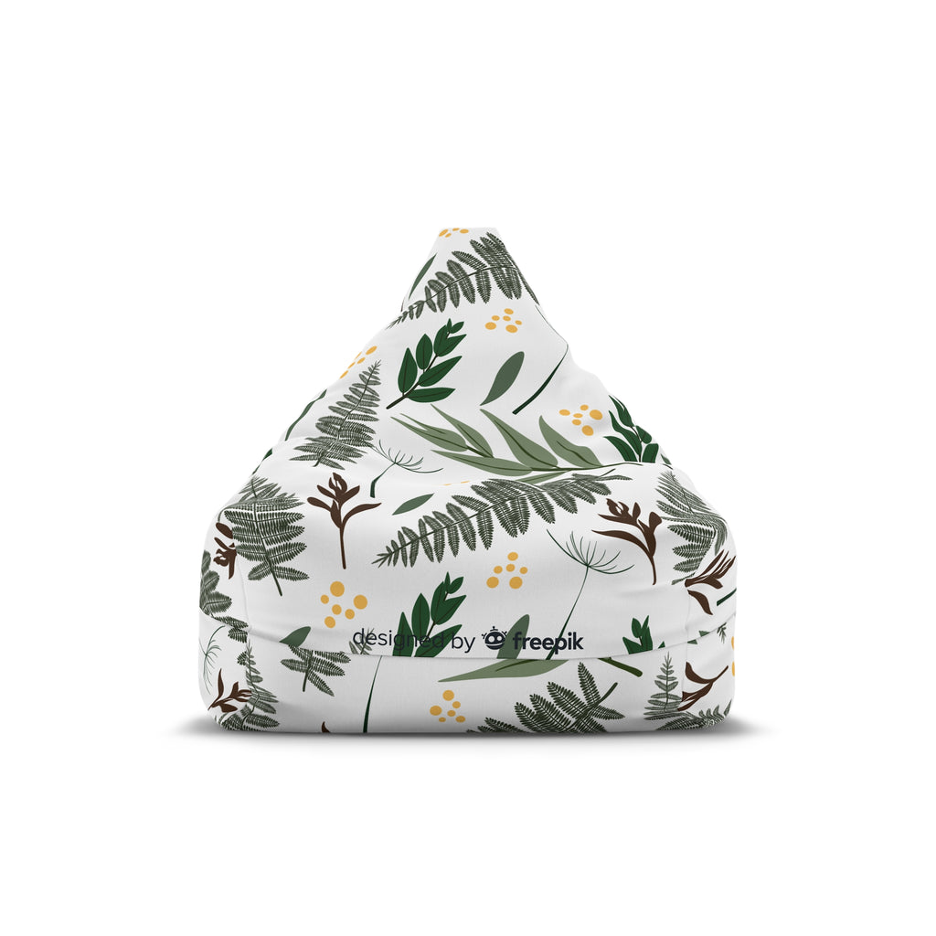 Green Fern Leaves Pattern Bean Bag Chair Cover | Botanical Leaf Print