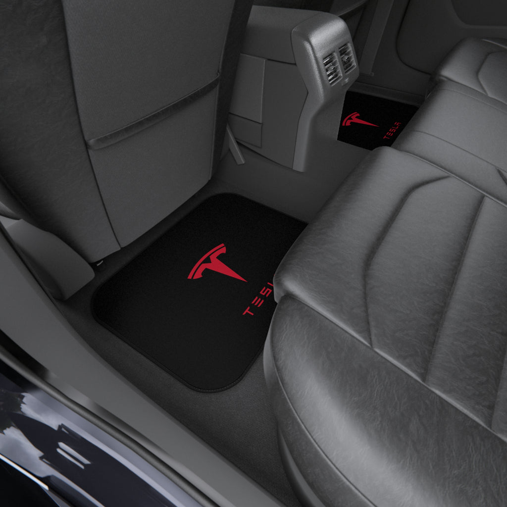 Tesla Logo Car Mats (Set of 4) — Universal Fit All-Weather Floor Liners
