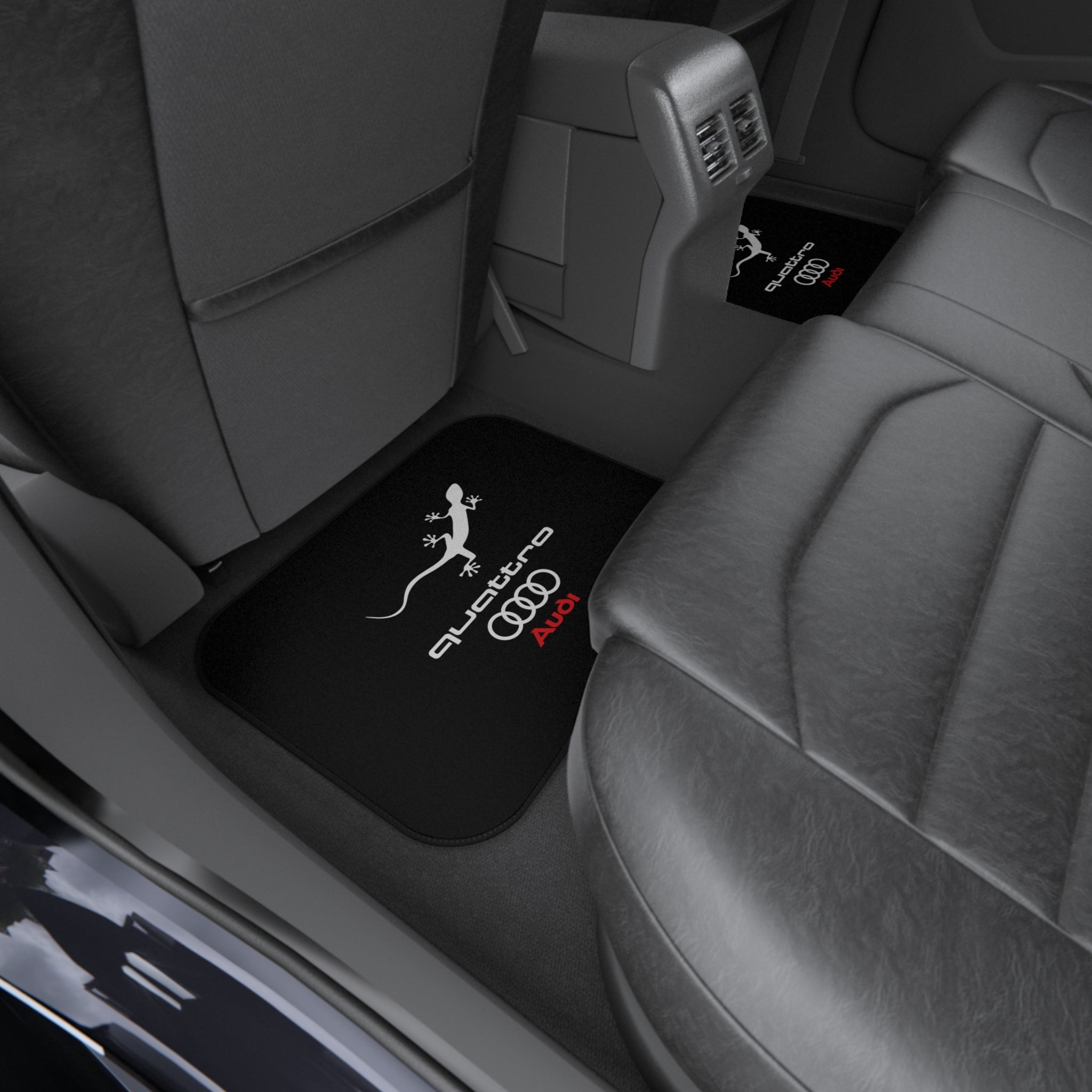 Audi Quattro Style Car Floor Mats Set of 4 Black Universal Auto Mats