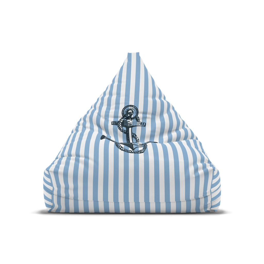 Nautical Stripe Bean Bag Chair Cover | Blue White Anchor Bean Bag Cover | Coastal Home Decor
