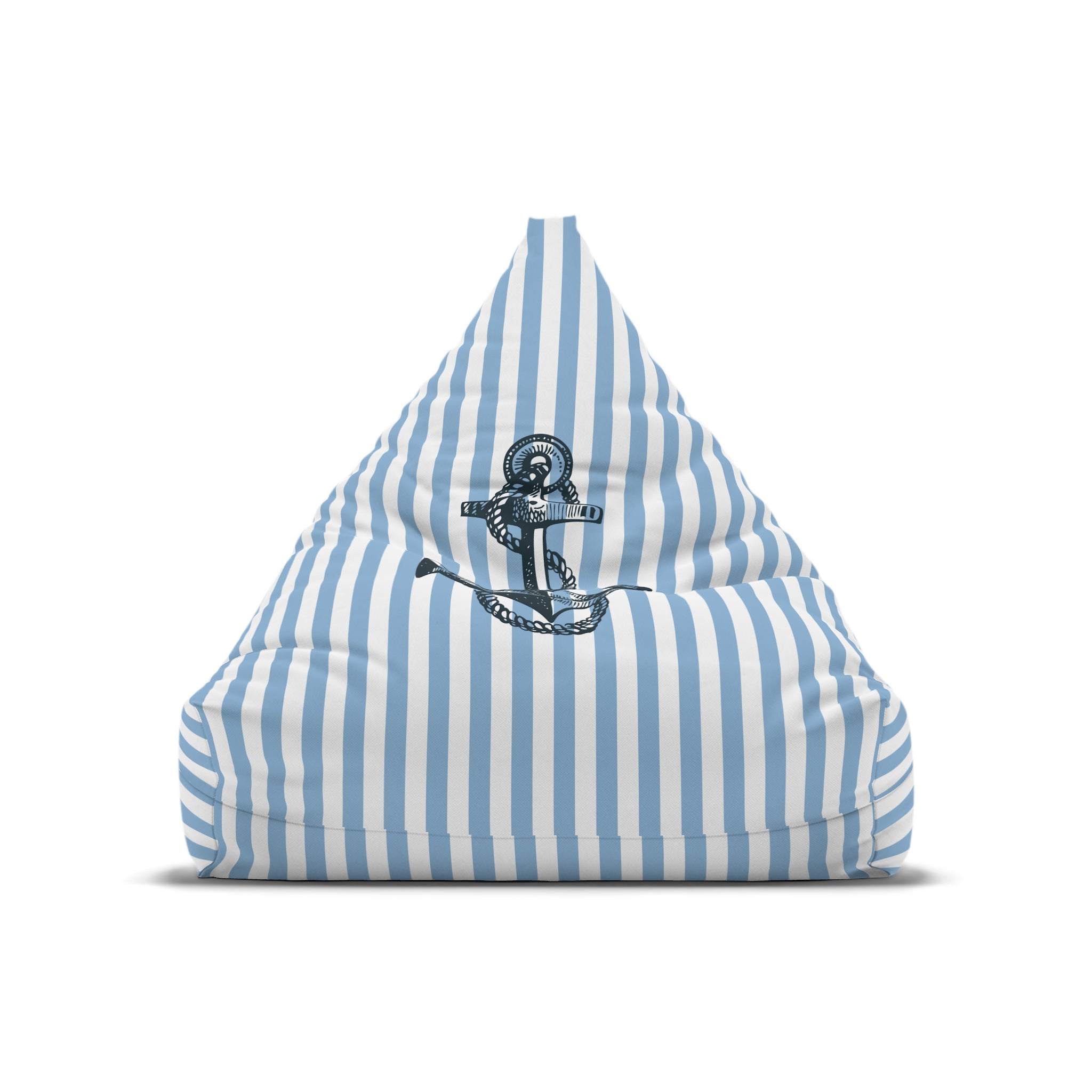Nautical Stripe Bean Bag Chair Cover | Blue White Anchor Bean Bag Cover | Coastal Home Decor