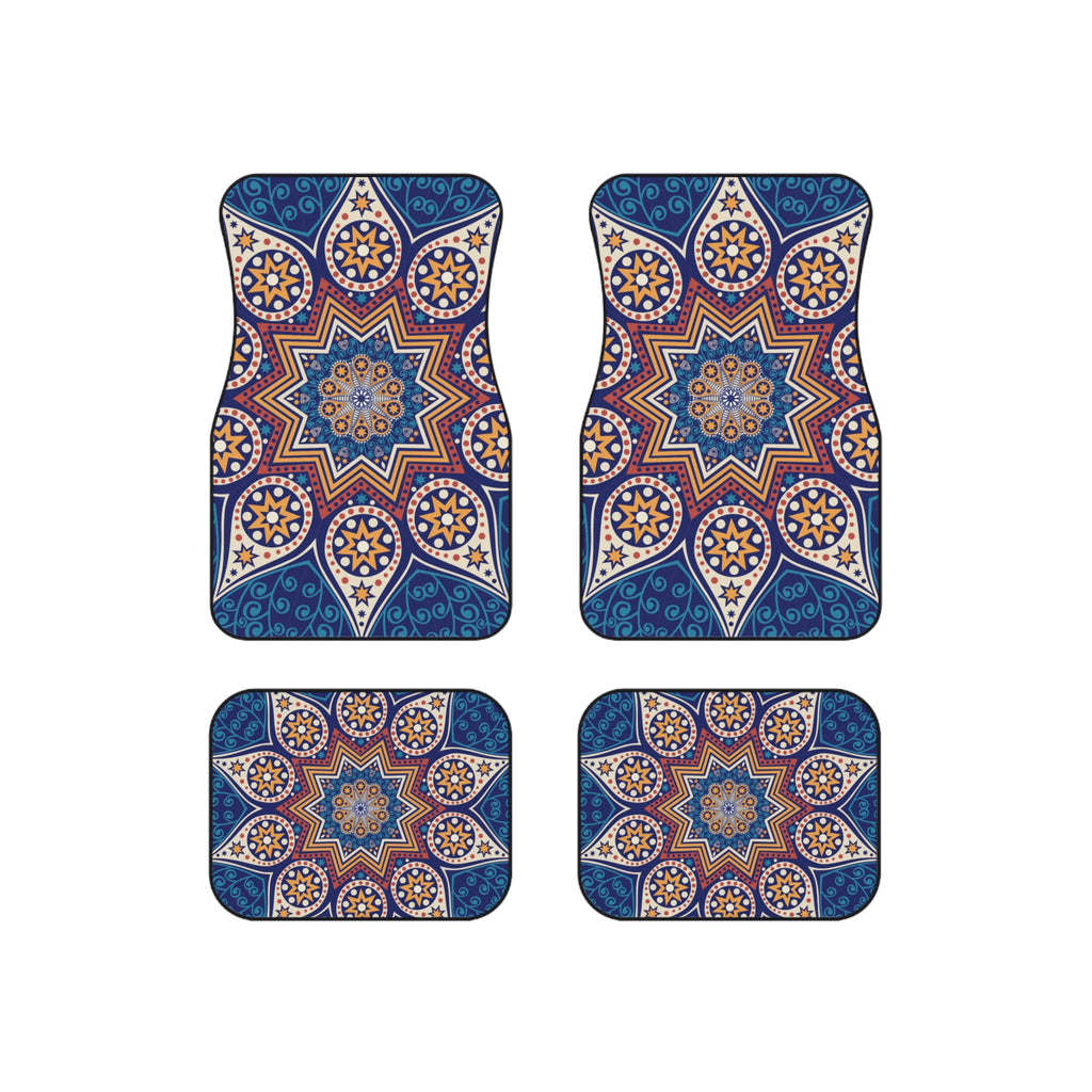Mandala Car Floor Mats (Set of 4) — Blue Boho Star Pattern