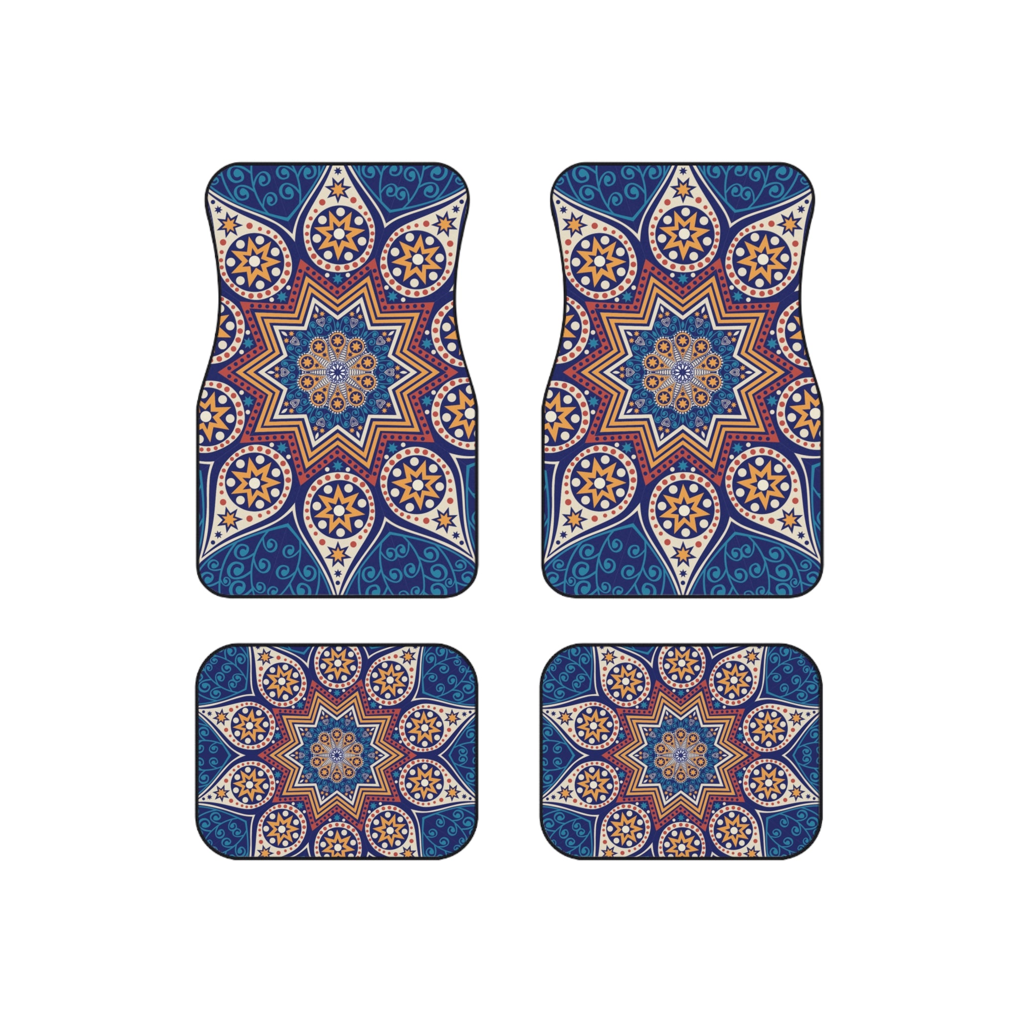 Mandala Car Floor Mats (Set of 4) — Blue Boho Star Pattern