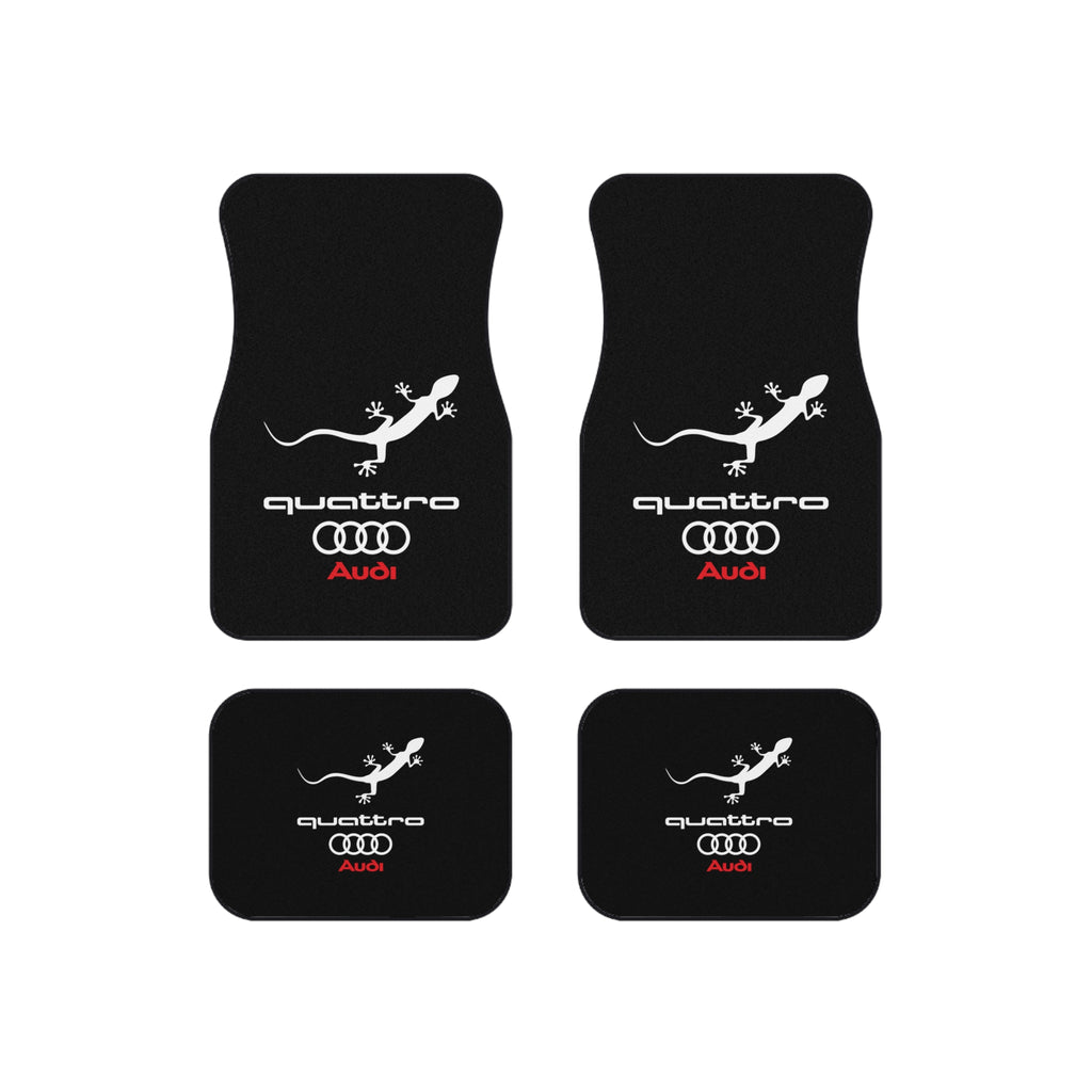 Audi Quattro Style Car Floor Mats Set of 4 Black Universal Auto Mats
