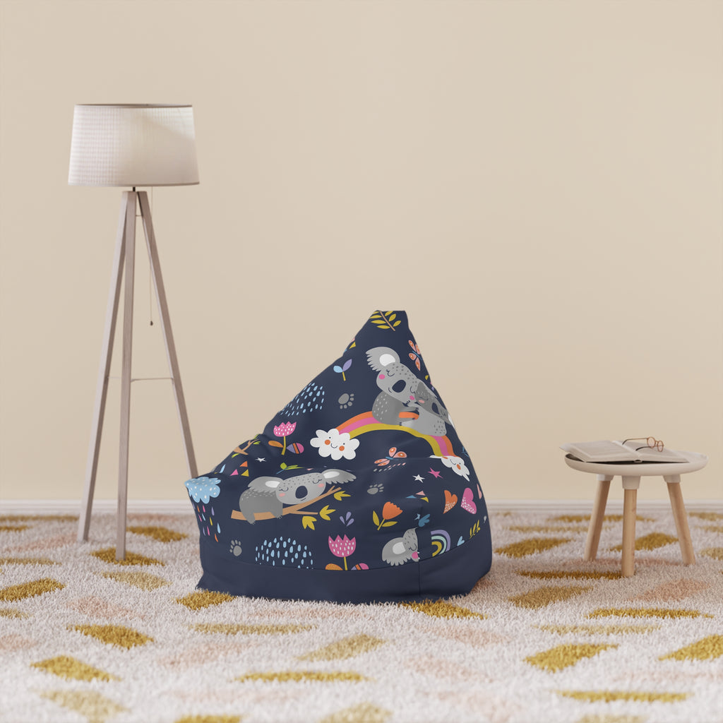 Koala Rainbows Pattern Bean Bag Chair Cover | Navy Floral Nursery