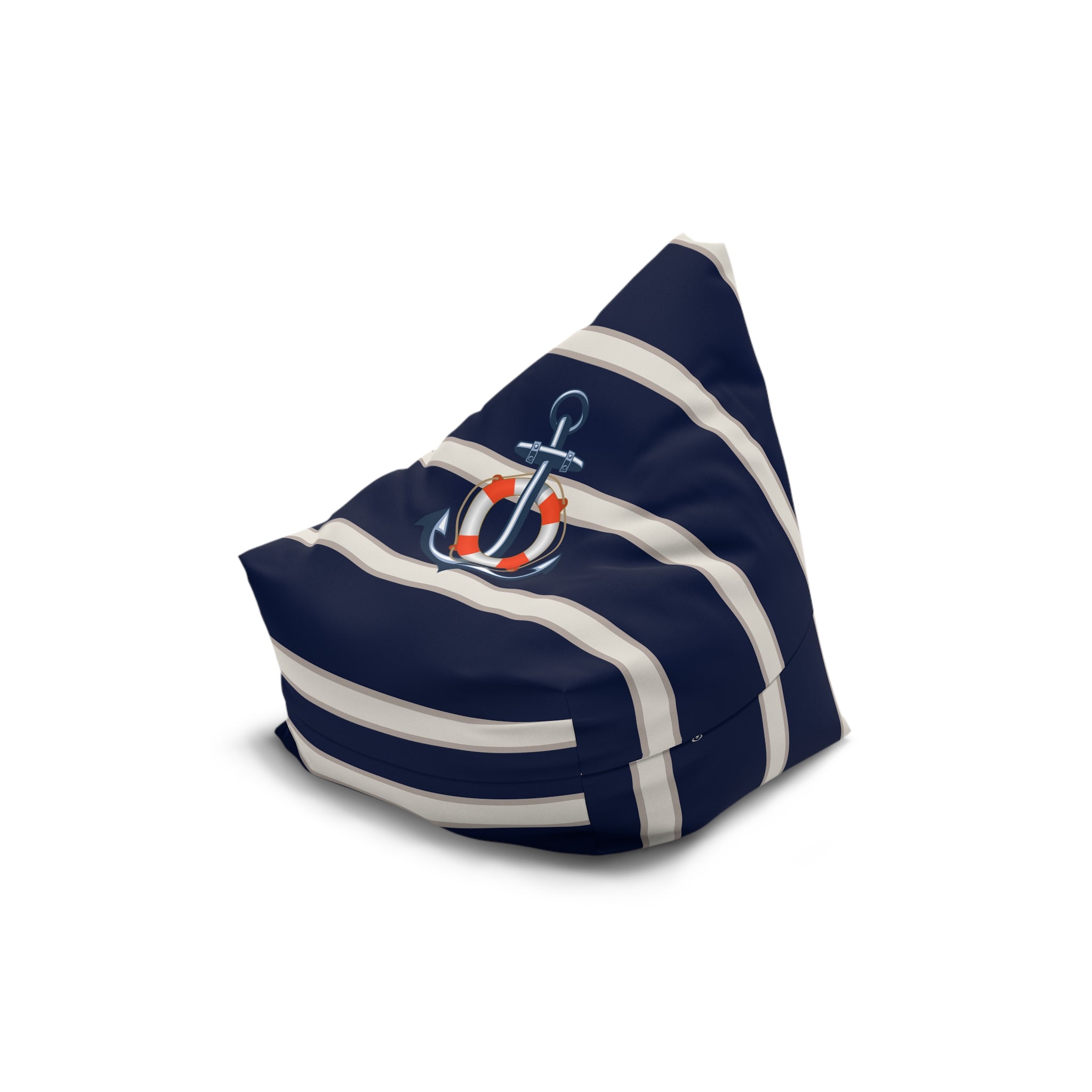 Nautical Anchor Bean Bag Chair Cover | Navy White Coastal Bean Bag Cover | Beach Home Decor