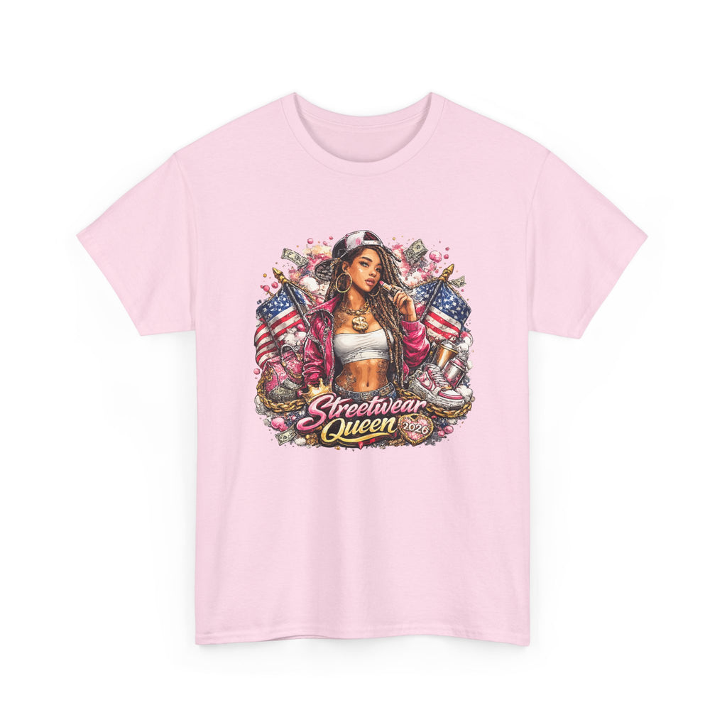 Streetwear Queen Tee  Retro Chicana Art American Flag Graphic T-Shirt