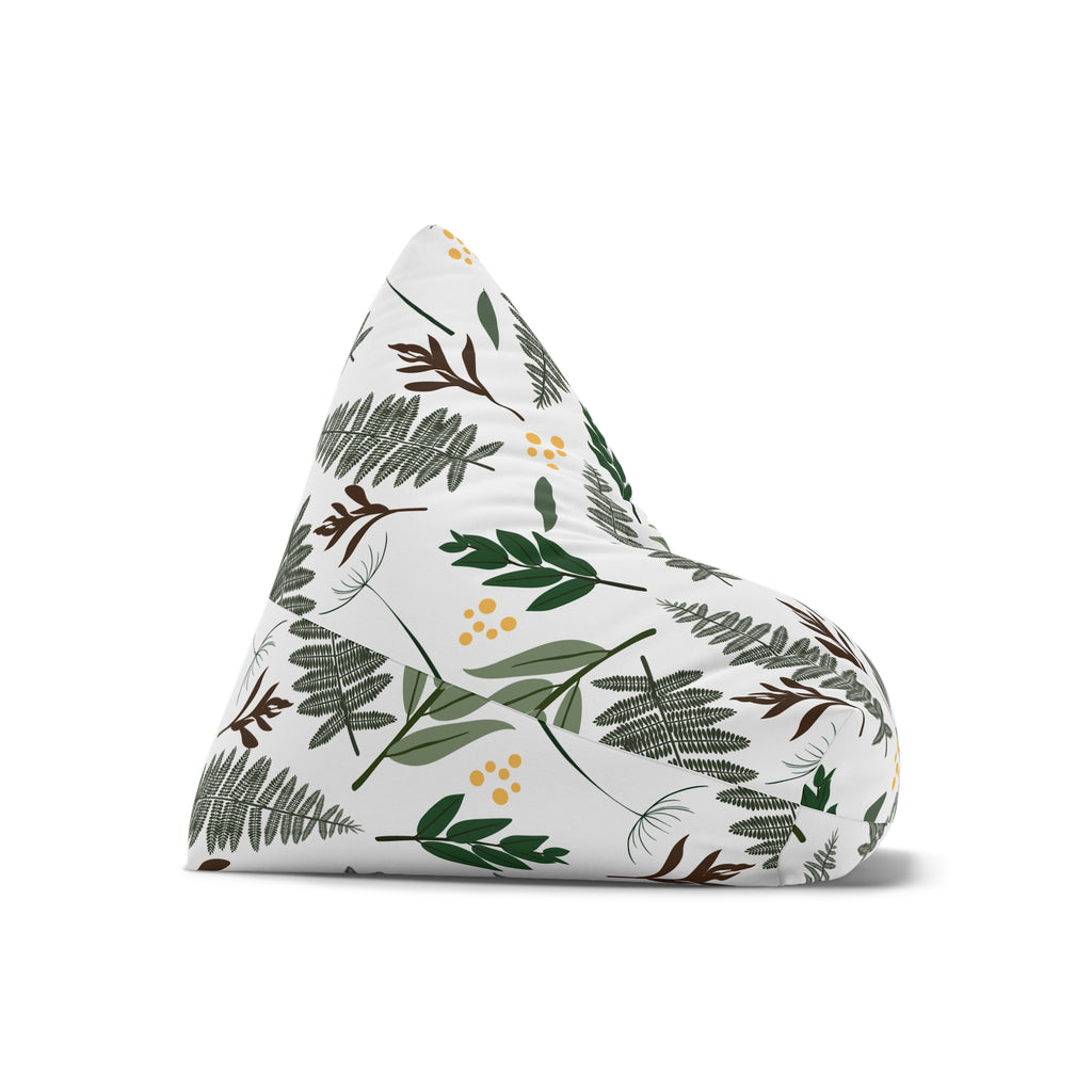 Green Fern Leaves Pattern Bean Bag Chair Cover | Botanical Leaf Print