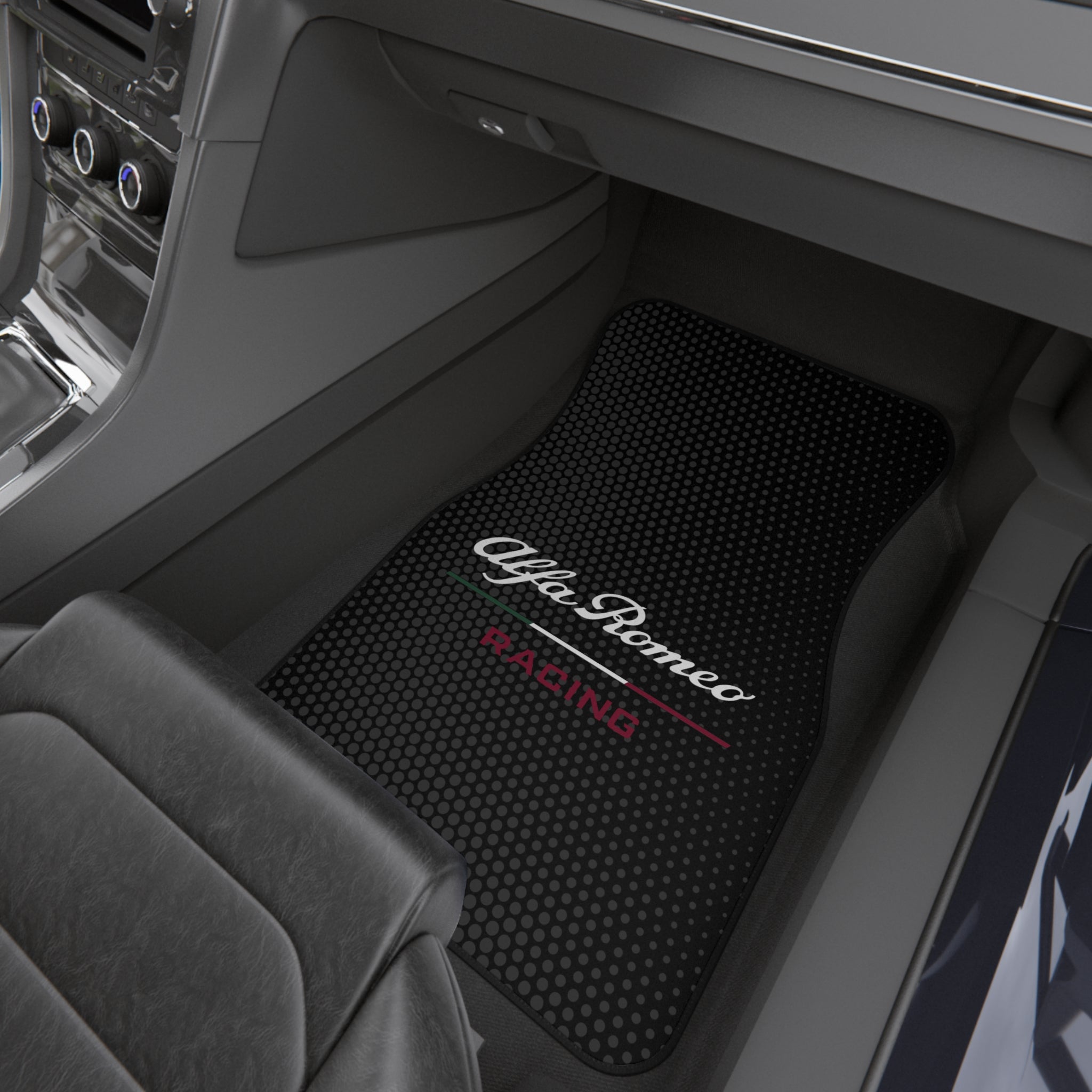 Alfa Romeo Racing Style Car Floor Mats Set of 4 Black Universal Sport Auto Mats