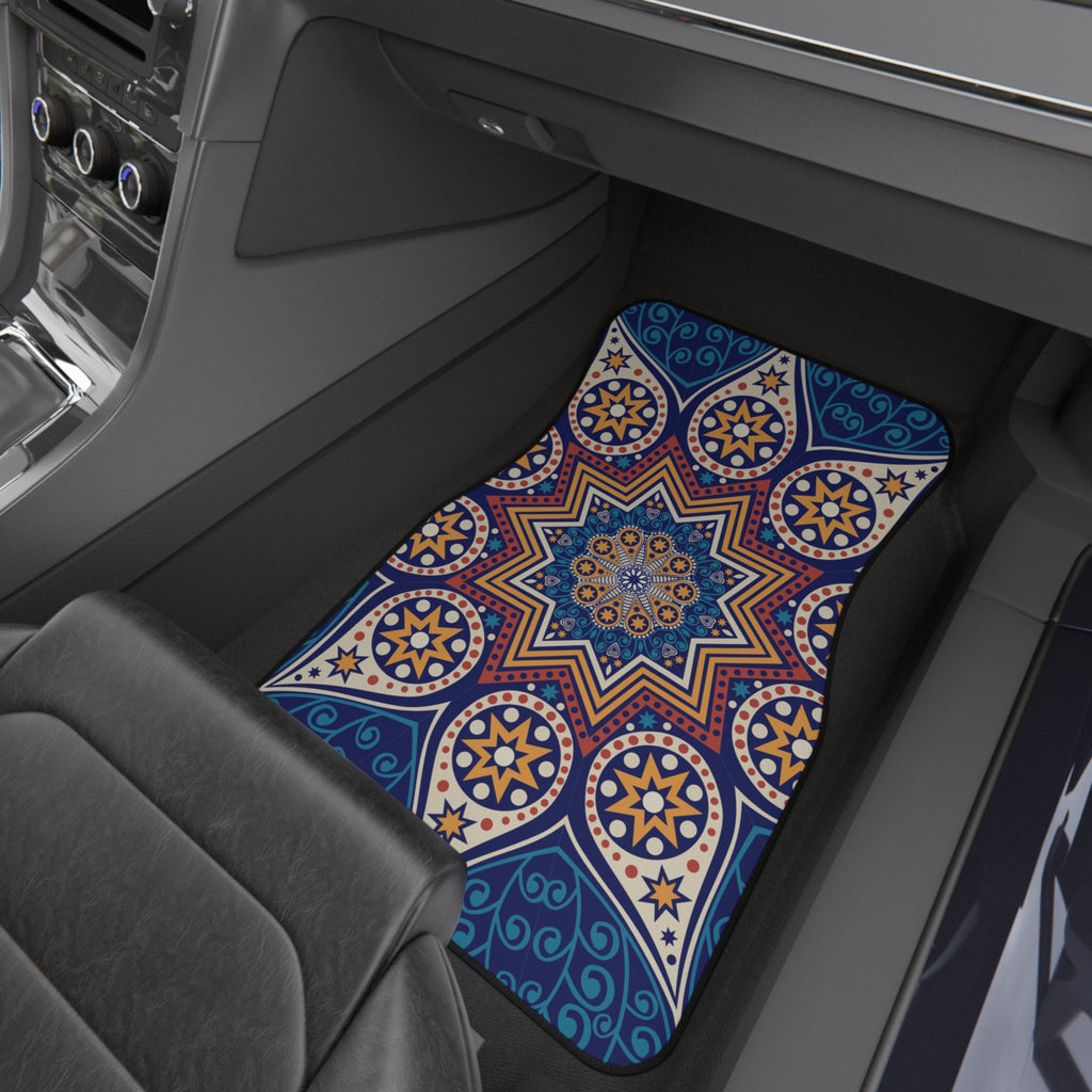 Mandala Car Floor Mats (Set of 4) — Blue Boho Star Pattern