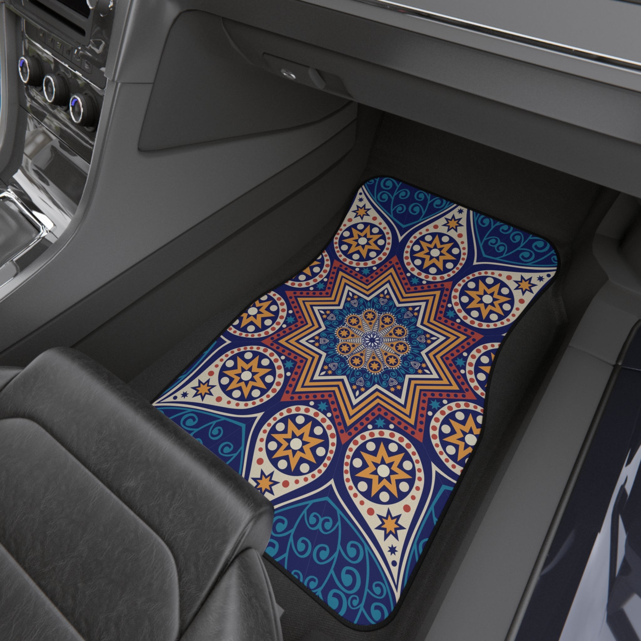 Mandala Car Floor Mats (Set of 4) — Blue Boho Star Pattern