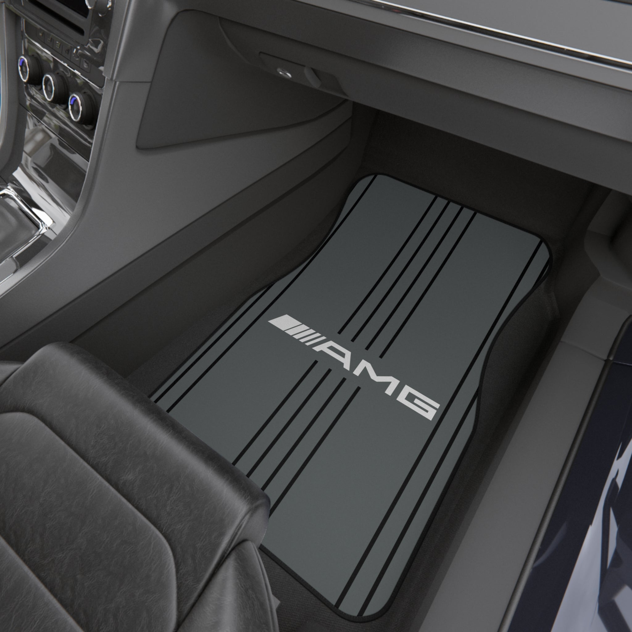 AMG Style Car Floor Mats Set of 4 Gray Universal Performance Auto Mats