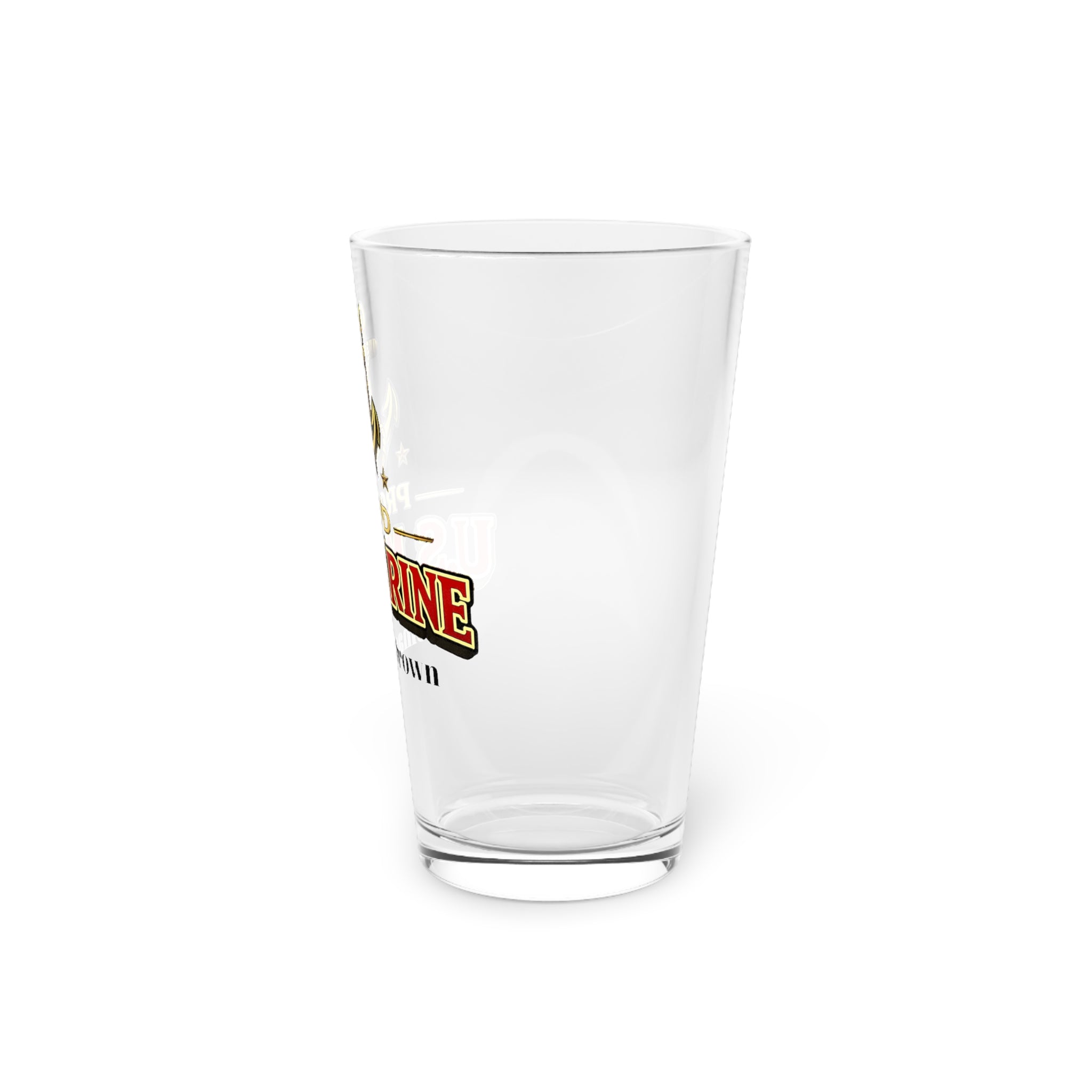 Personalized US Marine Pint Glass 16oz | Proud Marine Beer Glass | Custom Military Gift for Marine | Veteran Gift for Him