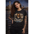 Seattle Cityscape Tee  Woman Portrait Coffee & Skyline Graphic T-Shirt