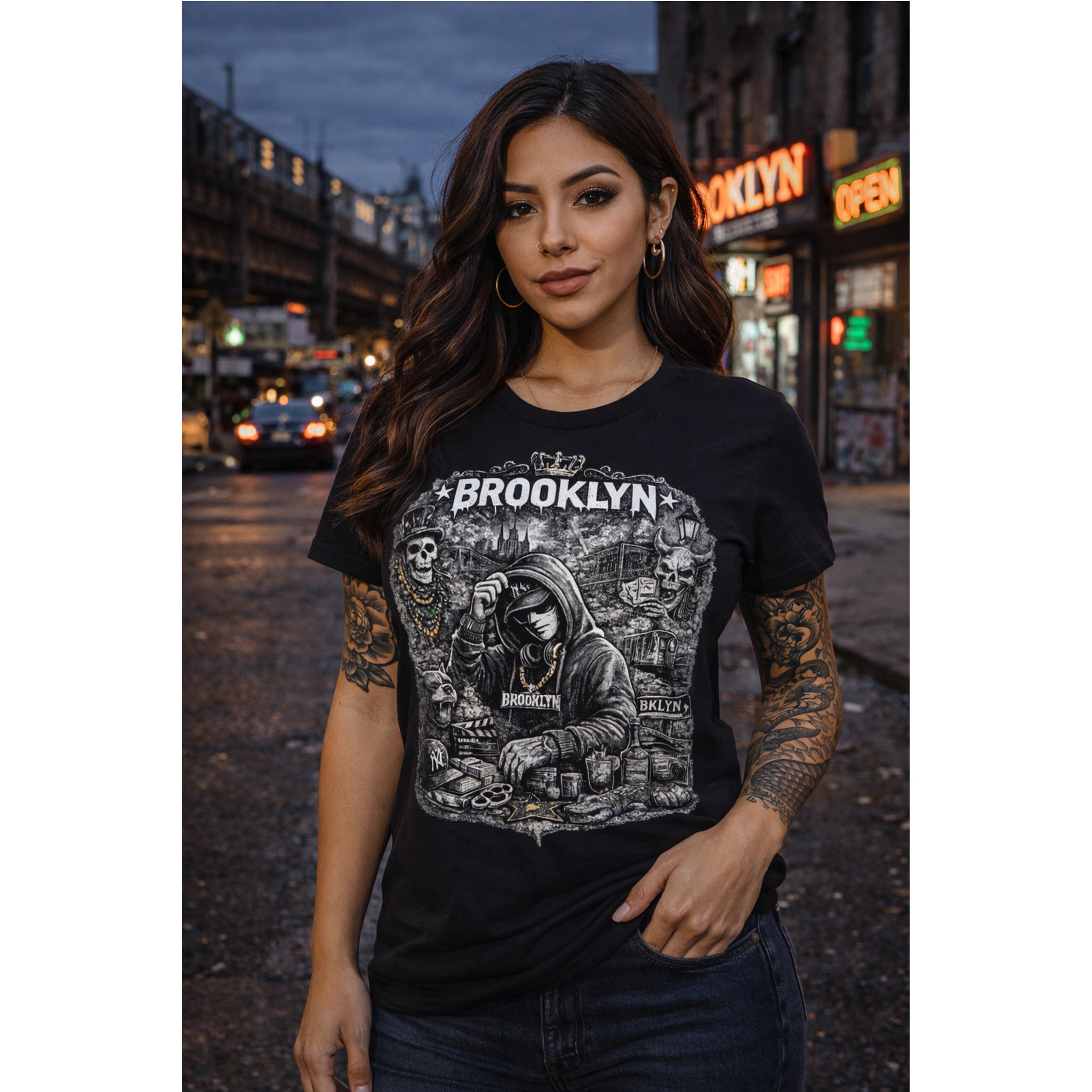 Brooklyn T Shirt Streetwear Graphic Tee, Urban NYC Shirt Black, Dark Hip Hop Style Unisex Gift