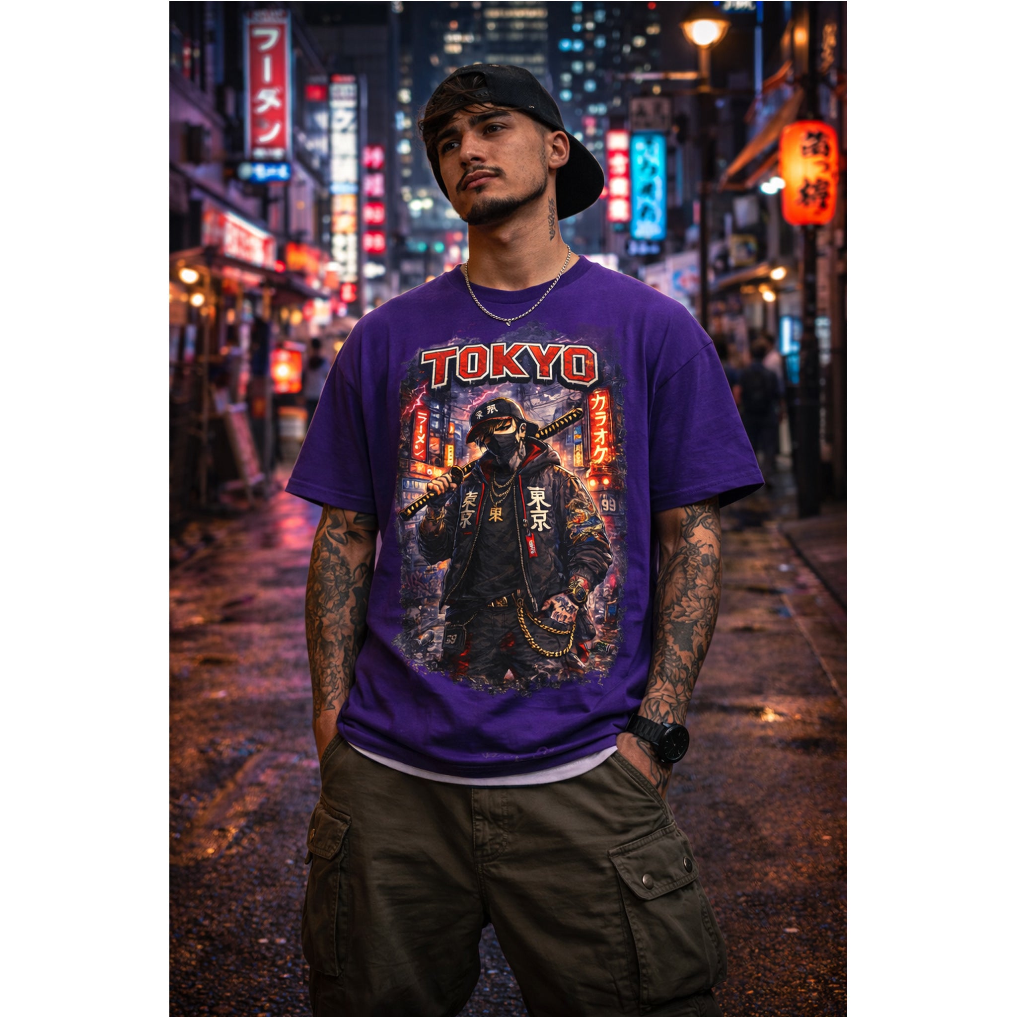 Tokyo Streetwear T Shirt, Japanese Urban Graphic Tee, Cyberpunk Style Unisex Shirt