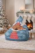 Sleeping Fox Bean Bag Chair Cover | Winter Woodland Pattern, Snowflakes