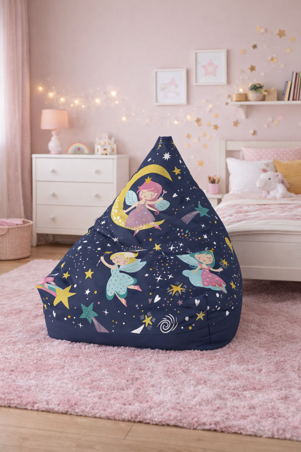 Sleeping Fairies Bean Bag Chair Cover | Night Sky Stars, Kids Room
