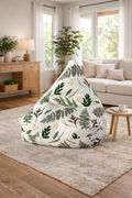 Green Fern Leaves Pattern Bean Bag Chair Cover | Botanical Leaf Print