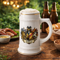 Personalized Family Crest Beer Stein Custom Heraldic Coat of Arms Mug, Engraved Name Gift for Him
