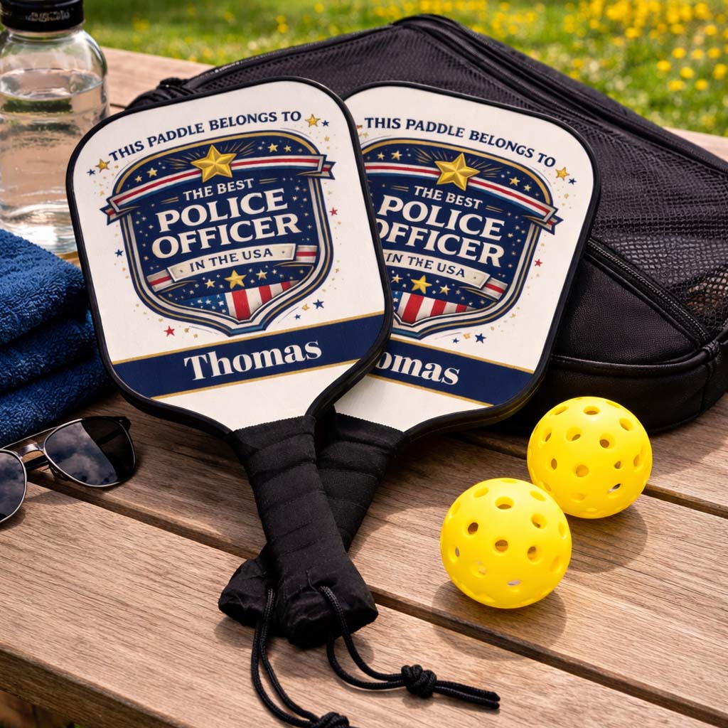 Personalized Police Officer Pickleball Paddle Set | Custom Law Enforcement Gift | Best Cop Gift USA