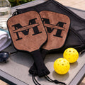 Personalized Monogram Pickleball Paddle Set | Custom Initial Name Pickleball Gift | Rustic Wood Style Paddle