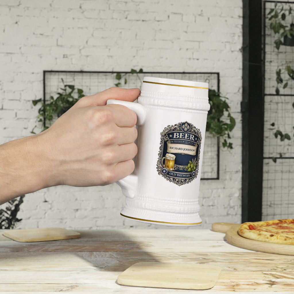 Personalized 22oz Beer Stein Custom Name Vintage Brewery Mug Gift