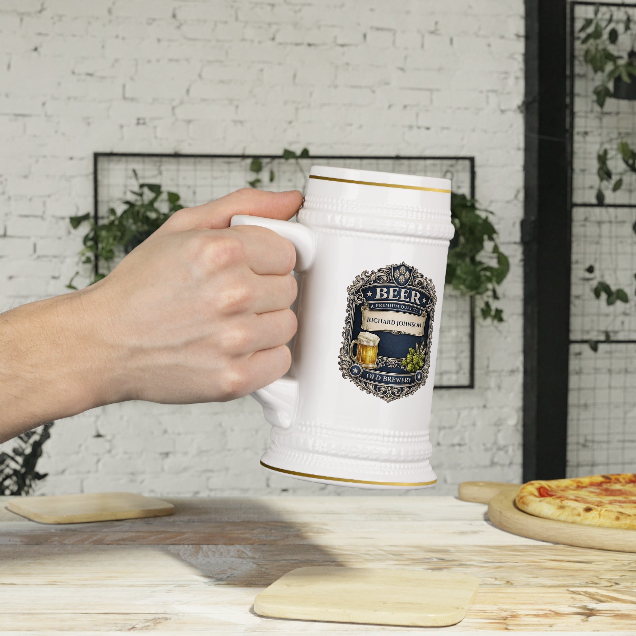 Personalized 22oz Beer Stein Custom Name Vintage Brewery Mug Gift