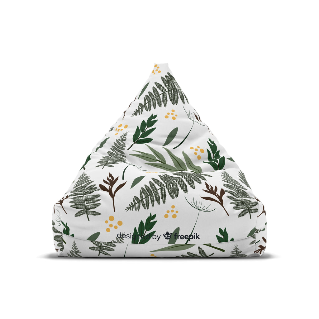 Green Fern Leaves Pattern Bean Bag Chair Cover | Botanical Leaf Print