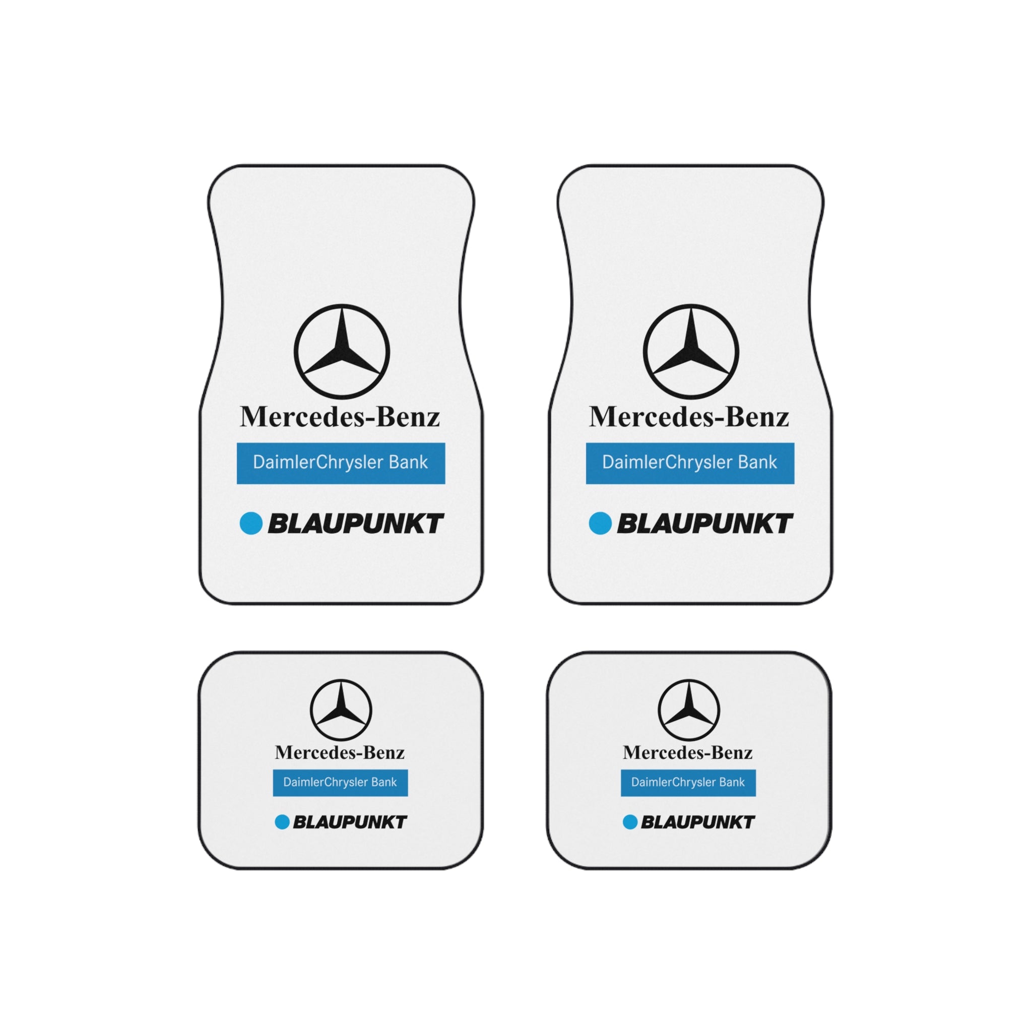 4 Piece Car Floor Mats Set Compatible with Mercedes Benz Logo White Auto Interior Accessories