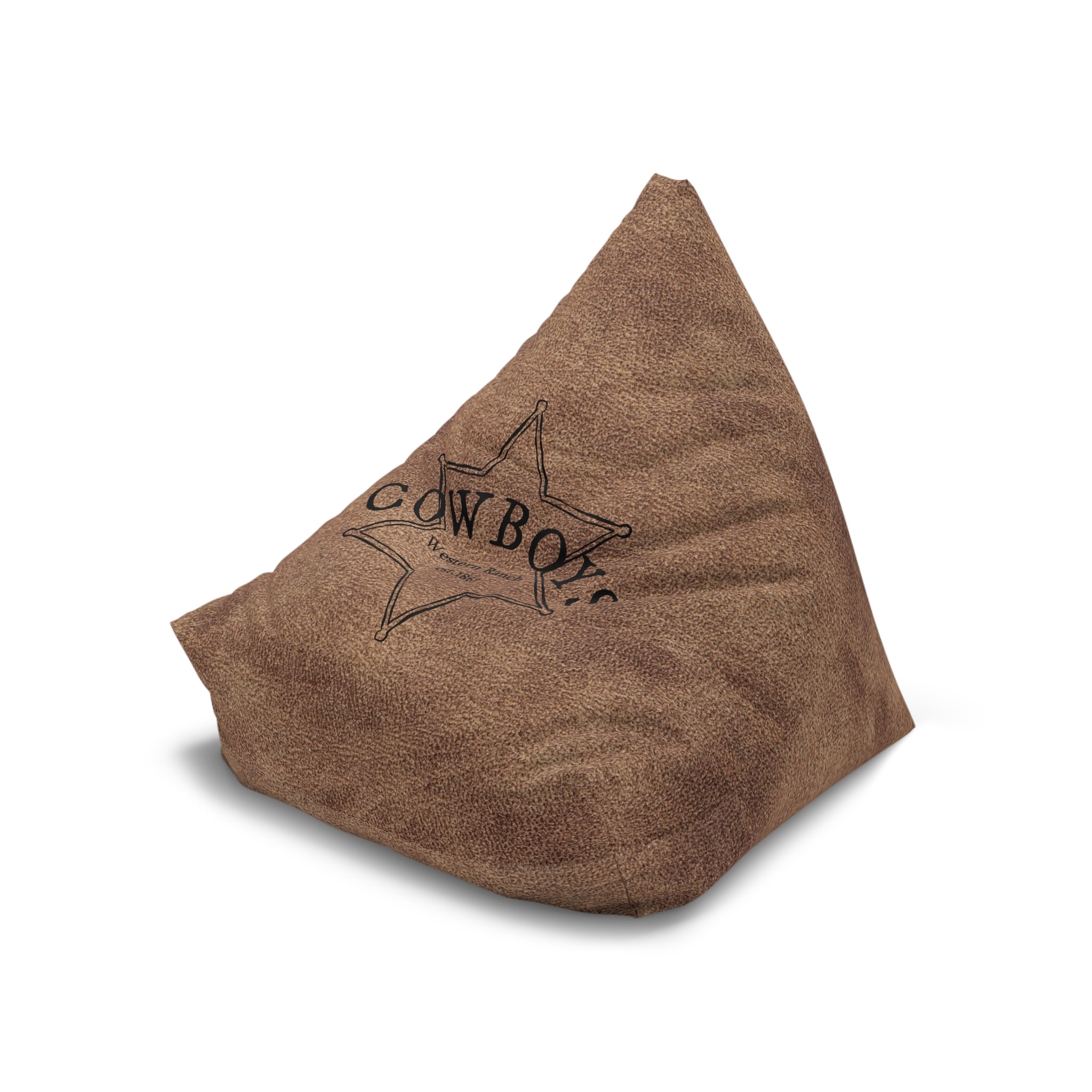 Cowboy Star Bean Bag Chair Cover | Western Rustic Leather Look gift for him