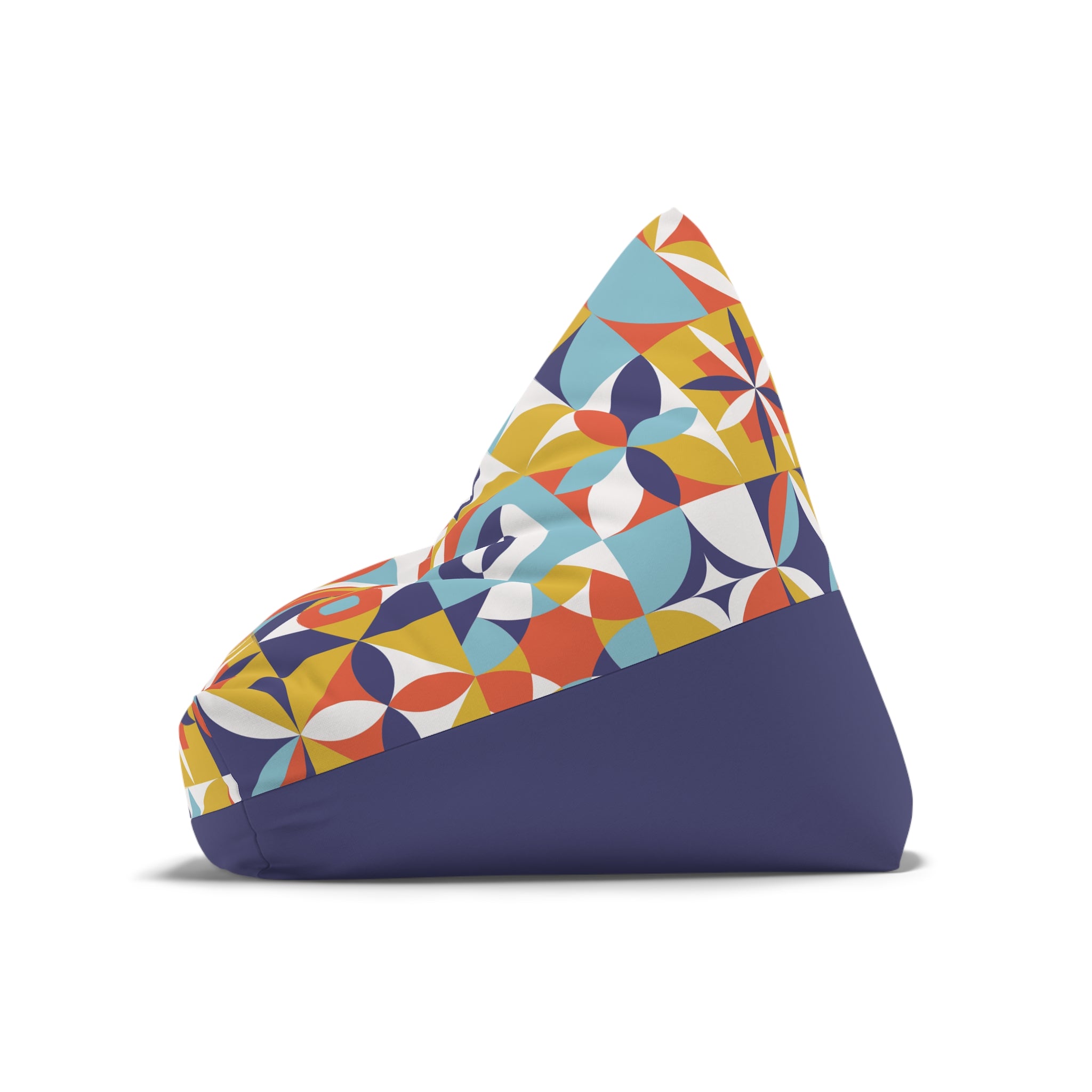 Midcentury Geometric Pattern Bean Bag Chair Cover | Retro Tile Motif