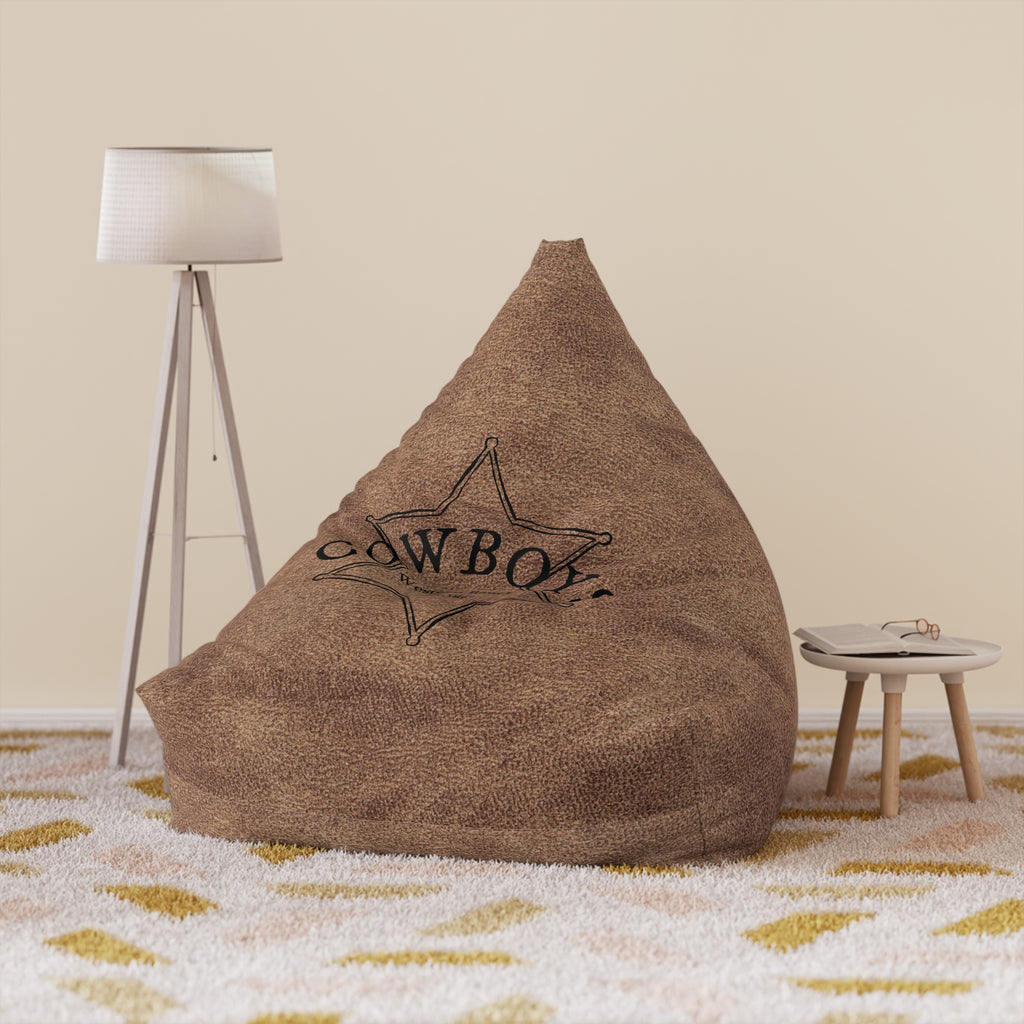 Cowboy Star Bean Bag Chair Cover | Western Rustic Leather Look gift for him
