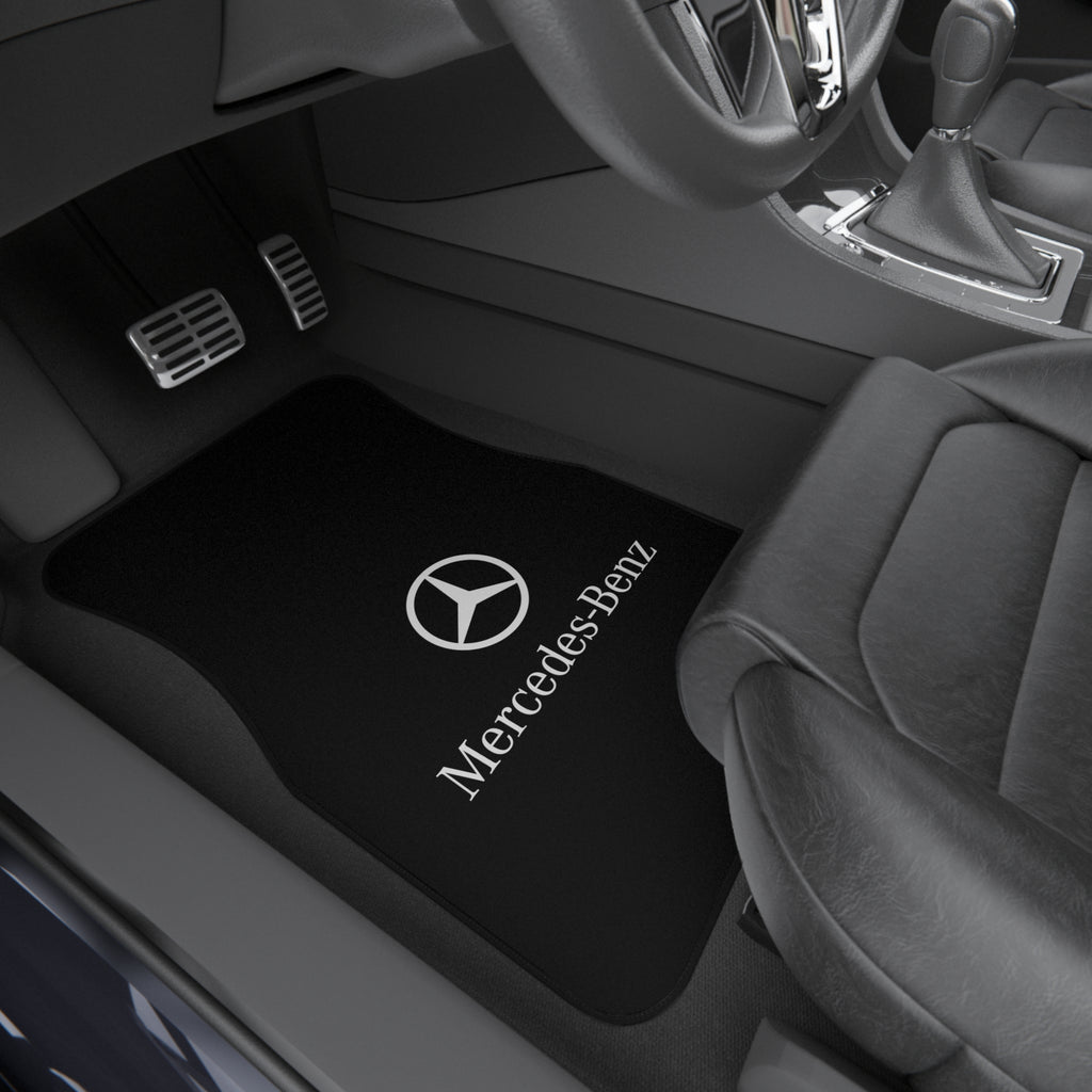 4 Piece Car Floor Mats Set Compatible with Mercedes Benz Logo Black Auto Interior Accessories