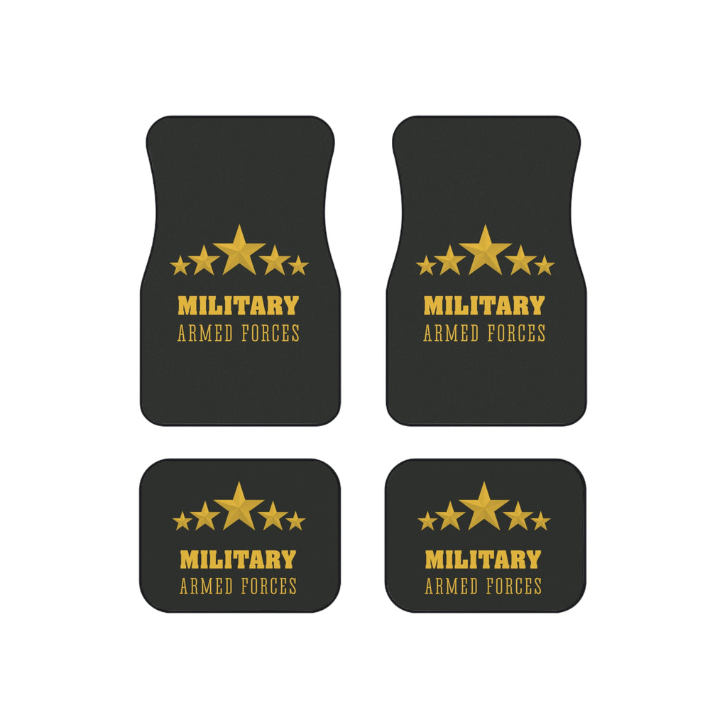 Military Armed Forces Car Mats (Set of 4) — Gold Star Non-Slip Floor Protectors