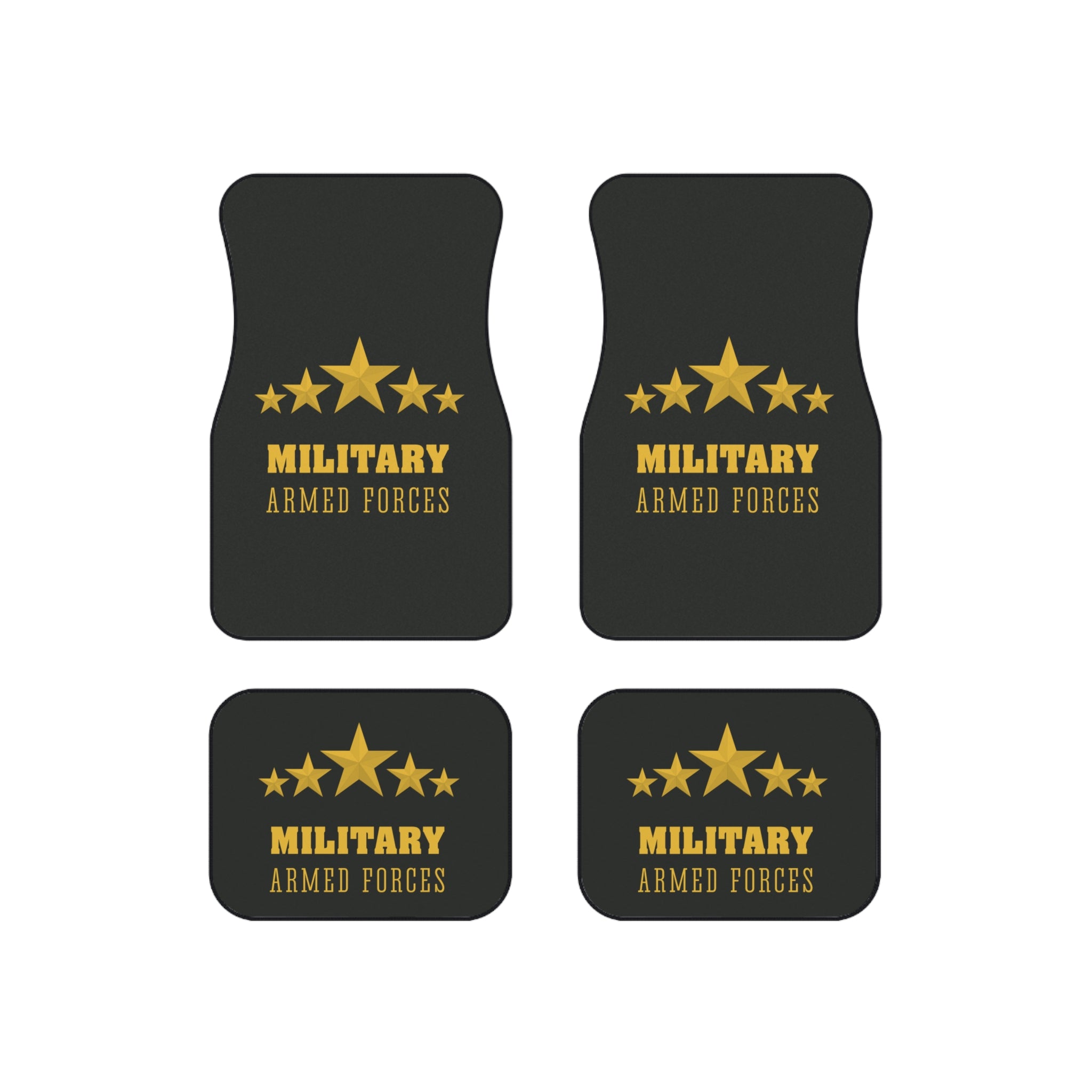 Military Armed Forces Car Mats (Set of 4) — Gold Star Non-Slip Floor Protectors