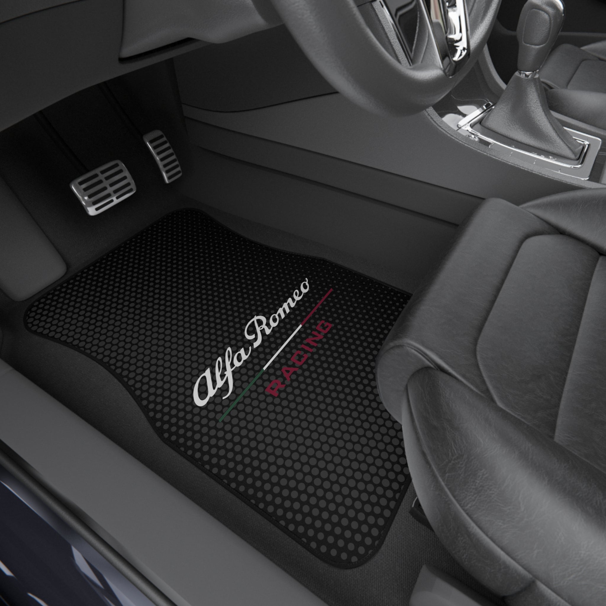 Alfa Romeo Racing Style Car Floor Mats Set of 4 Black Universal Sport Auto Mats