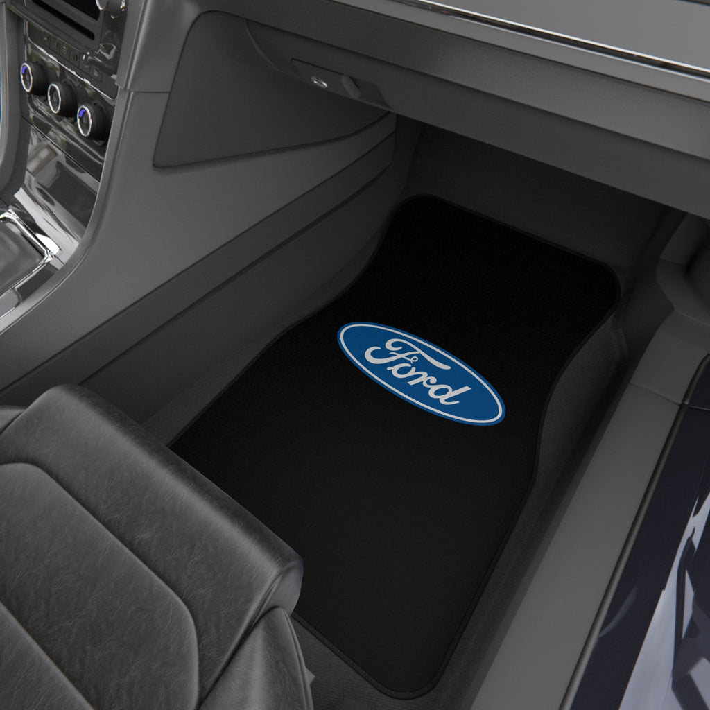 4 Piece Universal Car Floor Mats Set Ford Logo Black Auto Interior Accessories