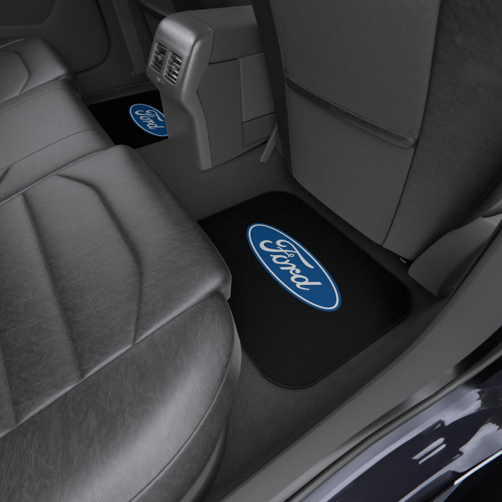 4 Piece Universal Car Floor Mats Set Ford Logo Black Auto Interior Accessories