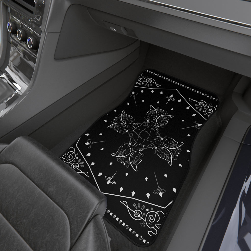 Black Bandana-Style Car Floor Mats (Set of 4)