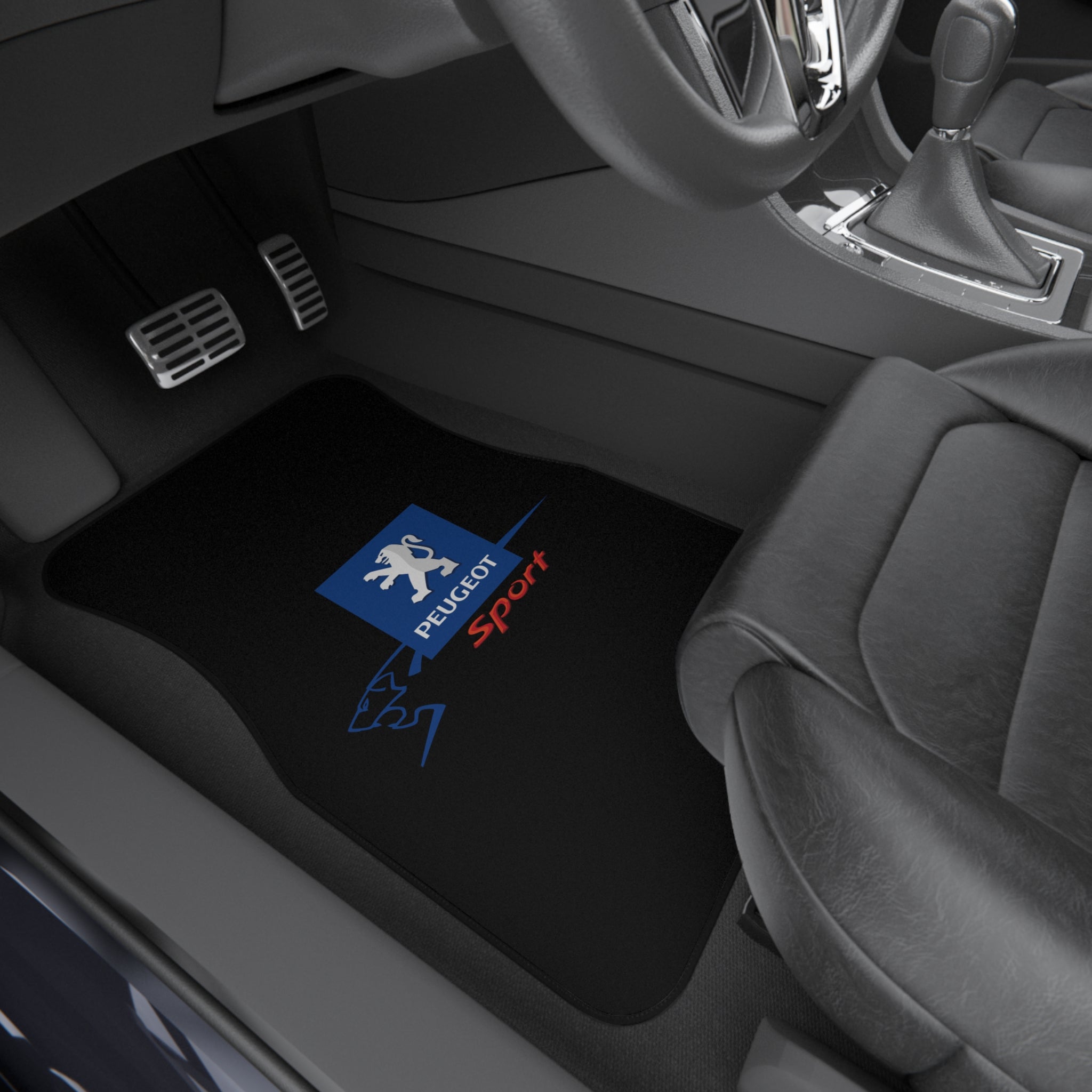 Peugeot Sport Style Car Floor Mats Set of 4 Black Universal Auto Mats
