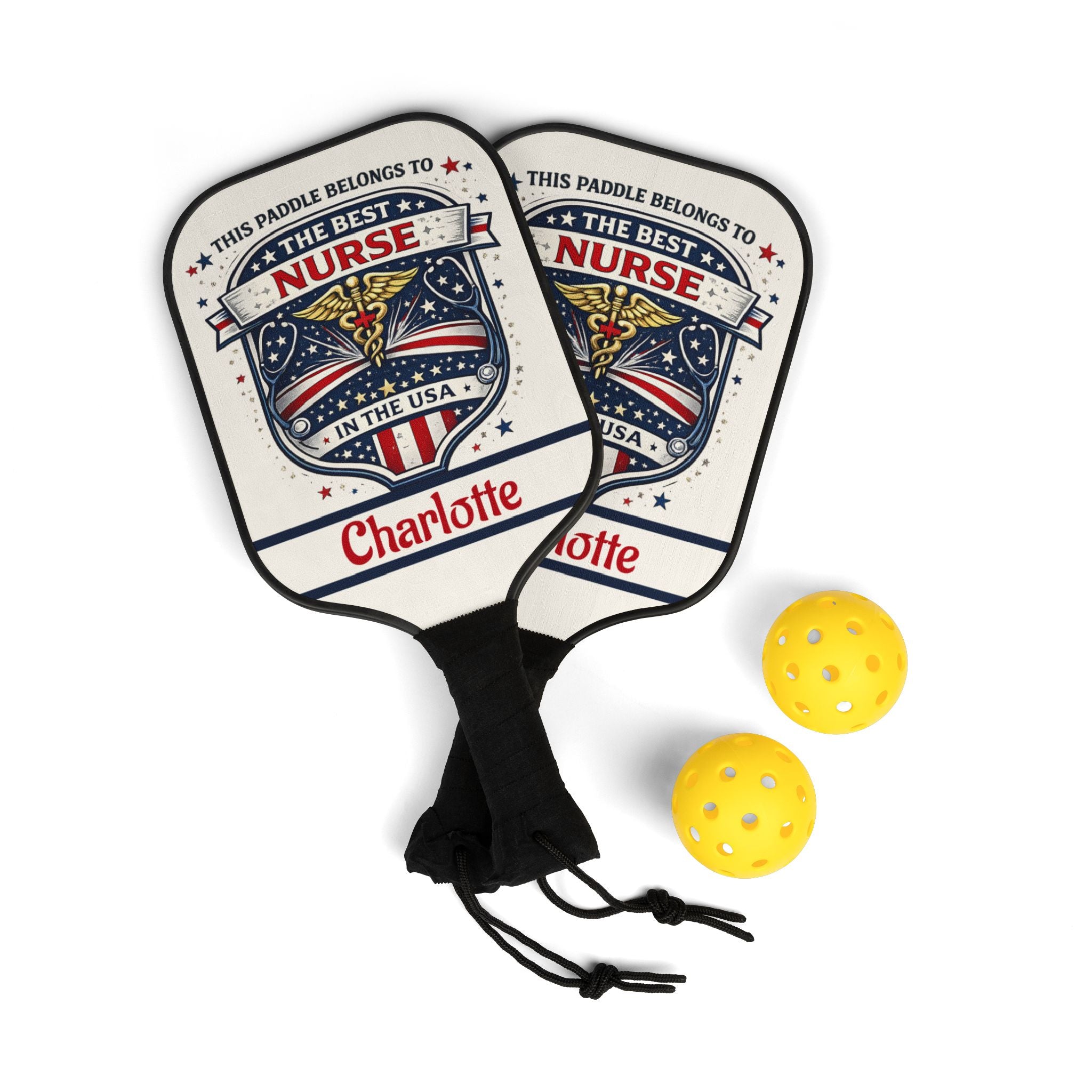 Personalized Nurse Pickleball Paddle Set | Custom Name Gift for Nurse | Best Nurse in the USA Pickleball Gift