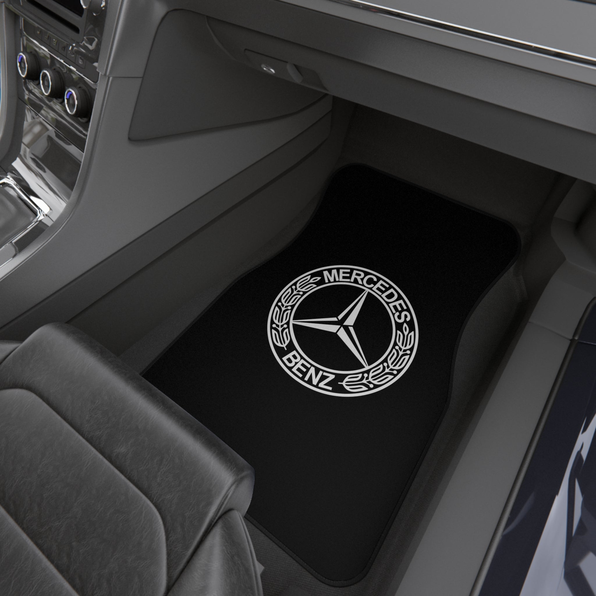 Car Floor Mats Set Compatible with Mercedes Benz Logo Auto Interior Accessories Black Mats