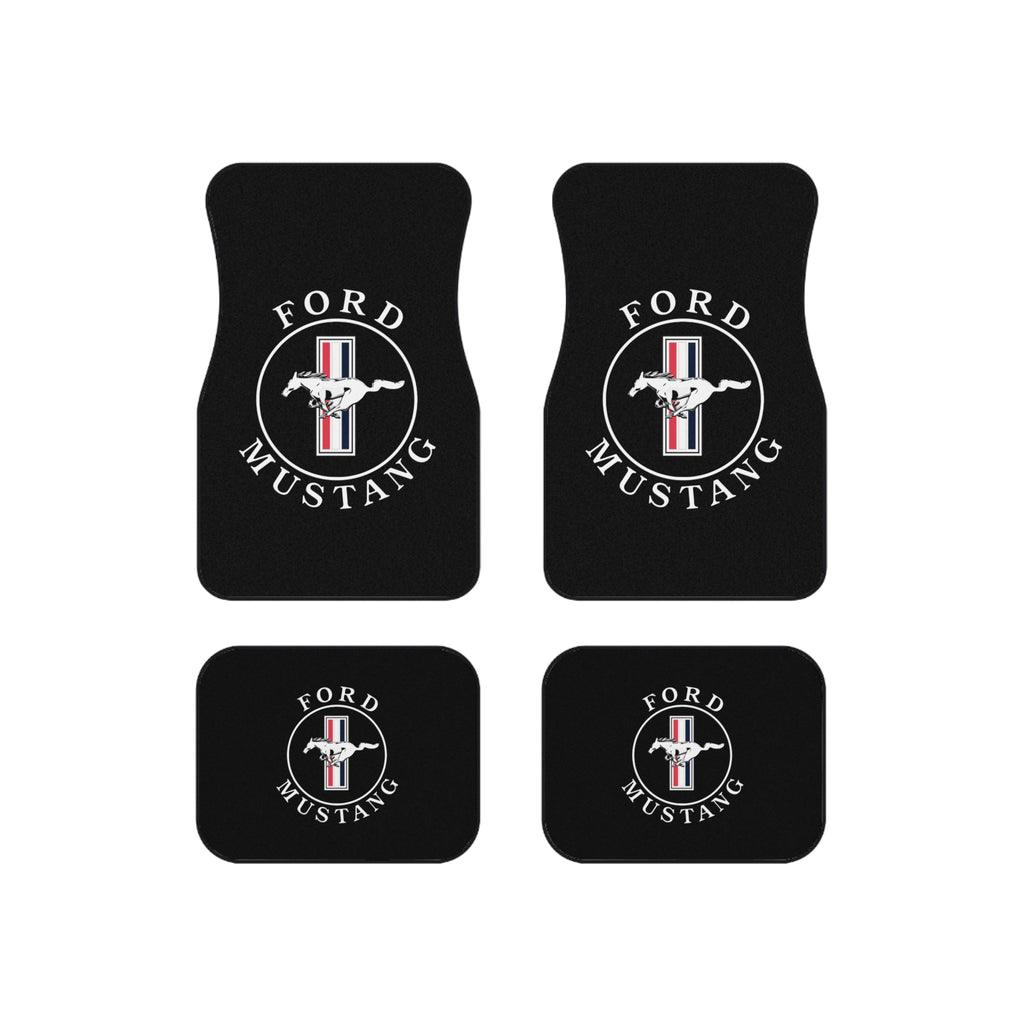 Mustang Style Car Floor Mats Set of 4 Black Universal Auto Mats