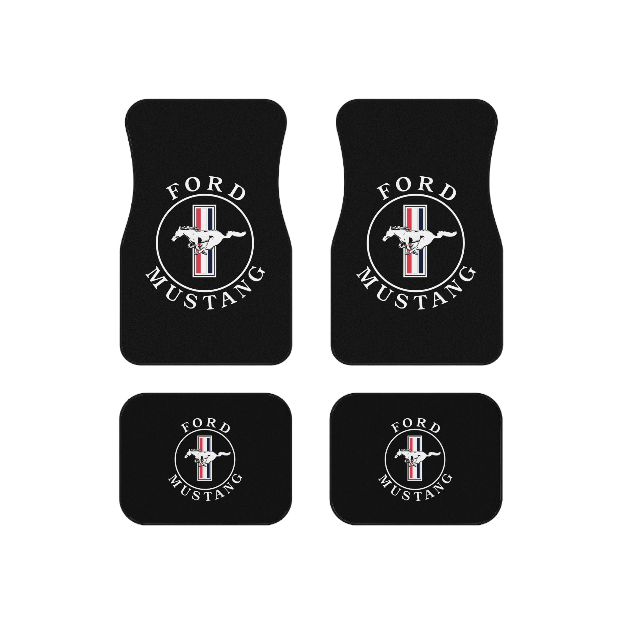 Mustang Style Car Floor Mats Set of 4 Black Universal Auto Mats