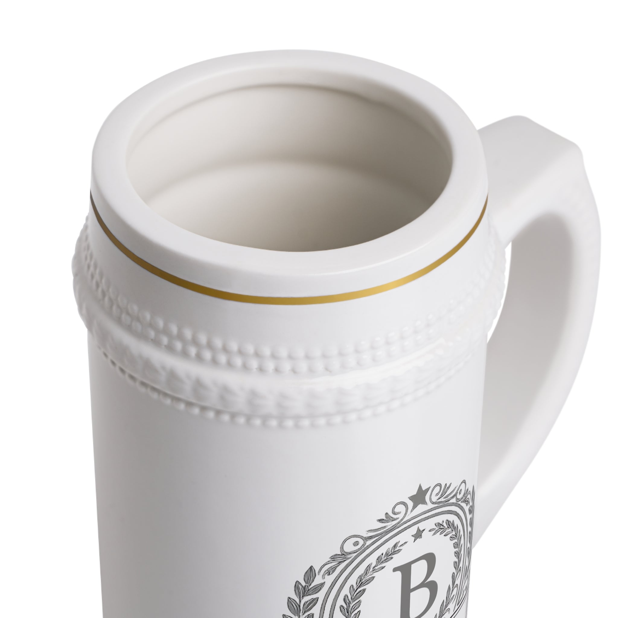 Personalized Crest Beer Stein  Custom Name Ceramic Stein Mug, Monogram Beer Mug Gift for Him