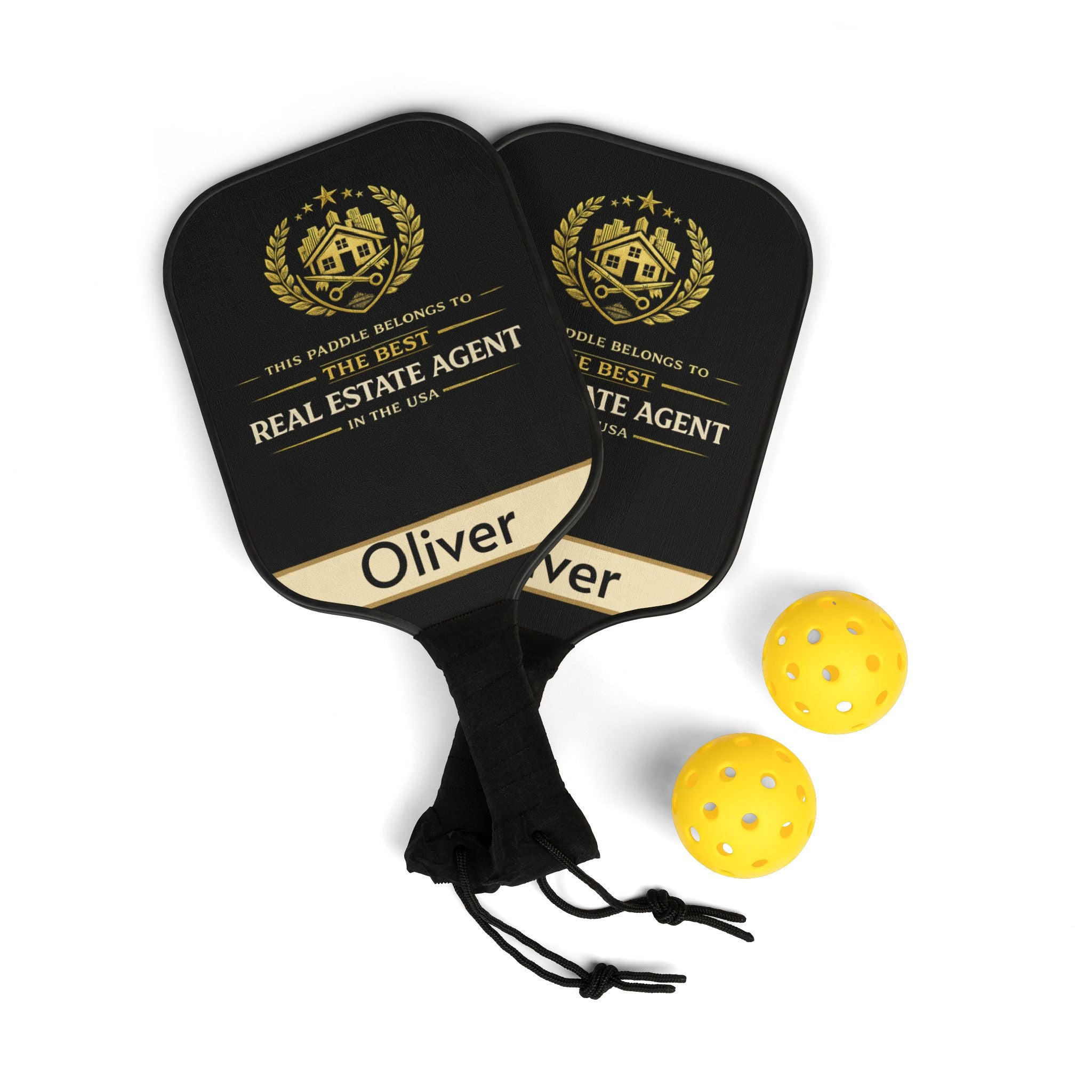 Personalized Real Estate Agent Pickleball Paddle Set | Custom Realtor Gift for Him or Her | Closing Gift Idea | Best Realtor USA
