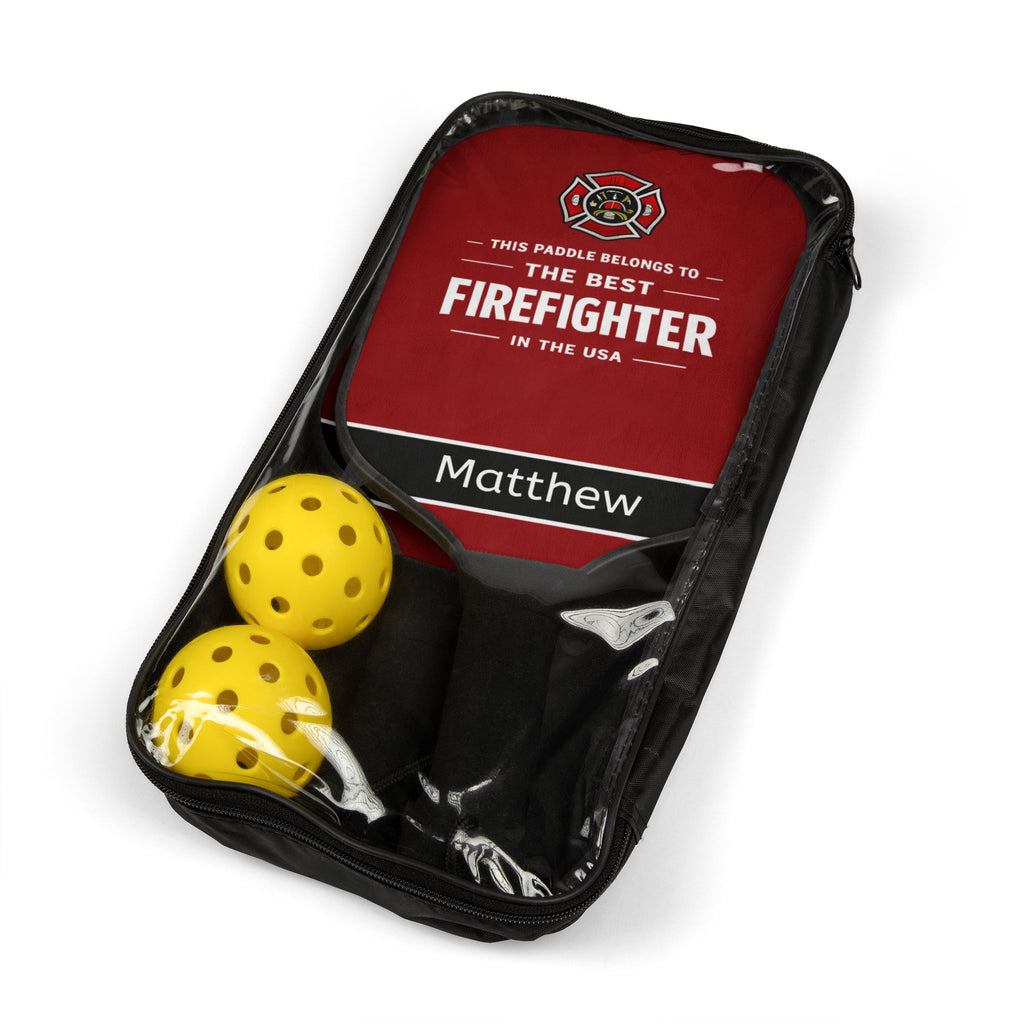Personalized Firefighter Pickleball Paddle Set | Custom Fireman Gift | Best Firefighter Gift | Unique Pickleball Gift for Him