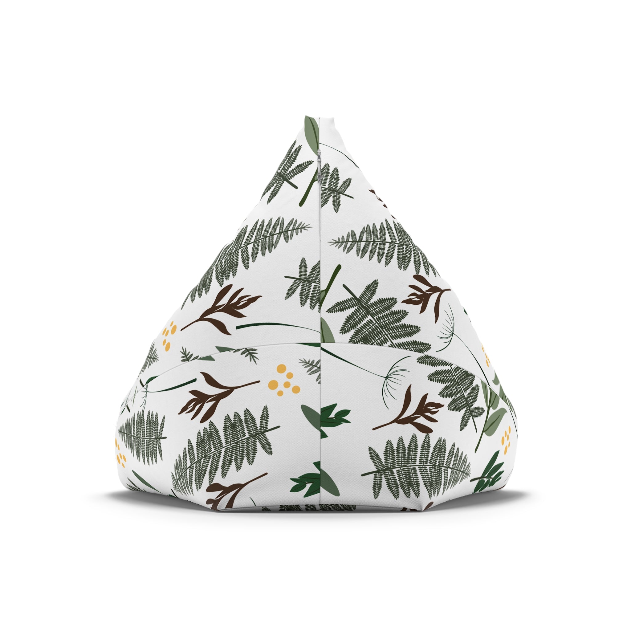 Green Fern Leaves Pattern Bean Bag Chair Cover | Botanical Leaf Print